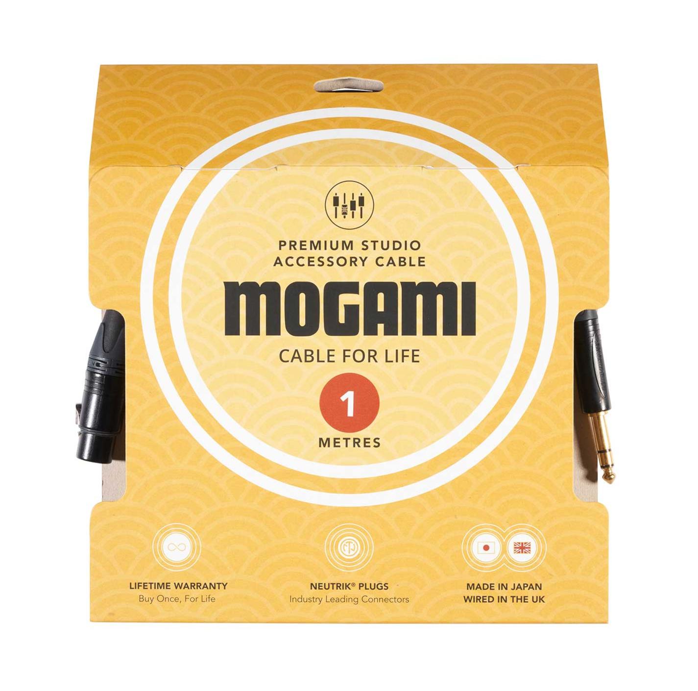 Mogami 2534 Quad Neglex 1m Cable Terminated with Neutrik Black and Gold Female XLR and TRS 1/4″ Jack - XF-25340-J3-1-Front.jpg