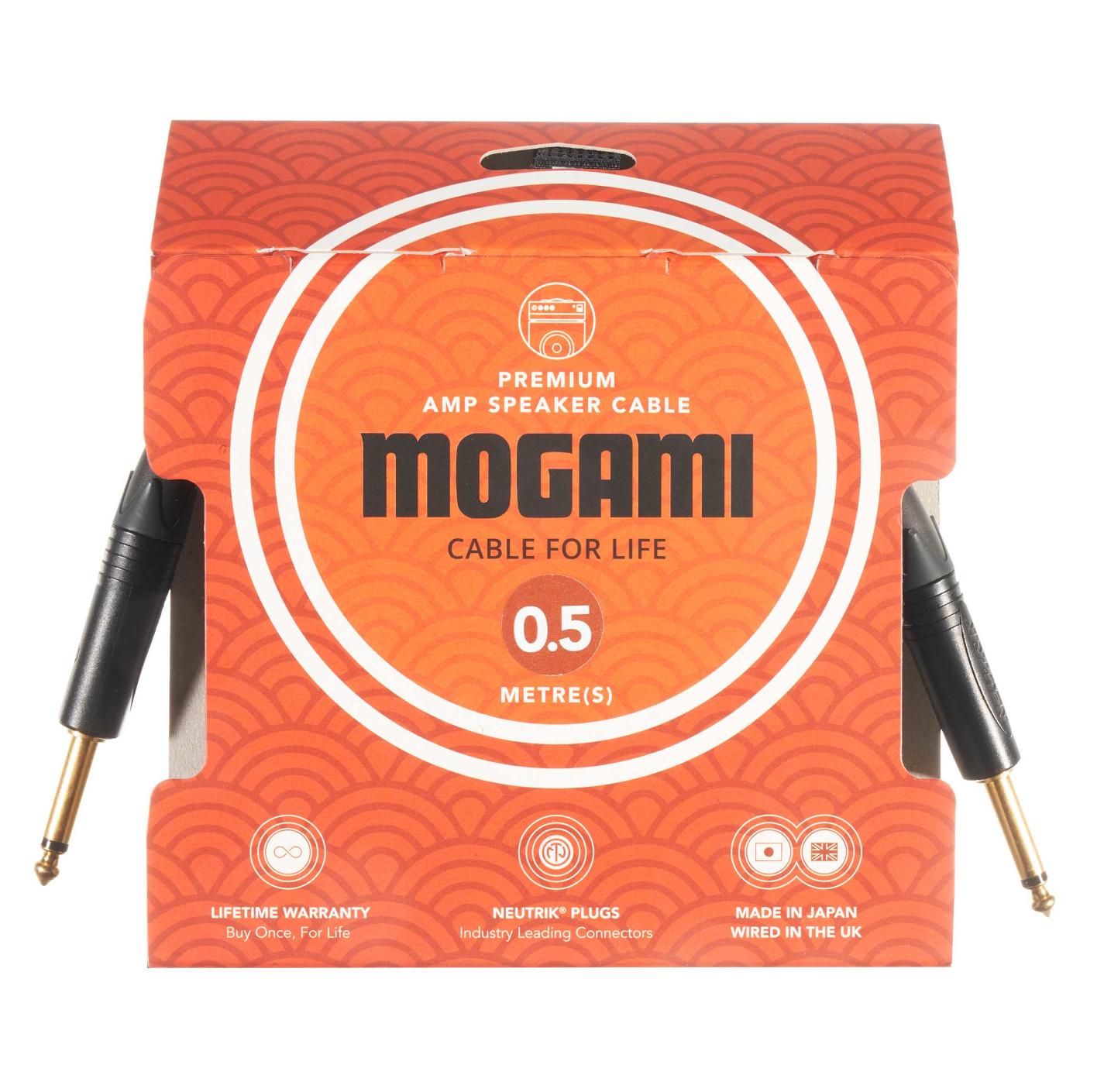 Mogami 3082 0.5m Amp Speaker Cable Terminated with Neutrik Black and Gold 1/4″ Jacks - J2-30820-J2-5-Front.jpg