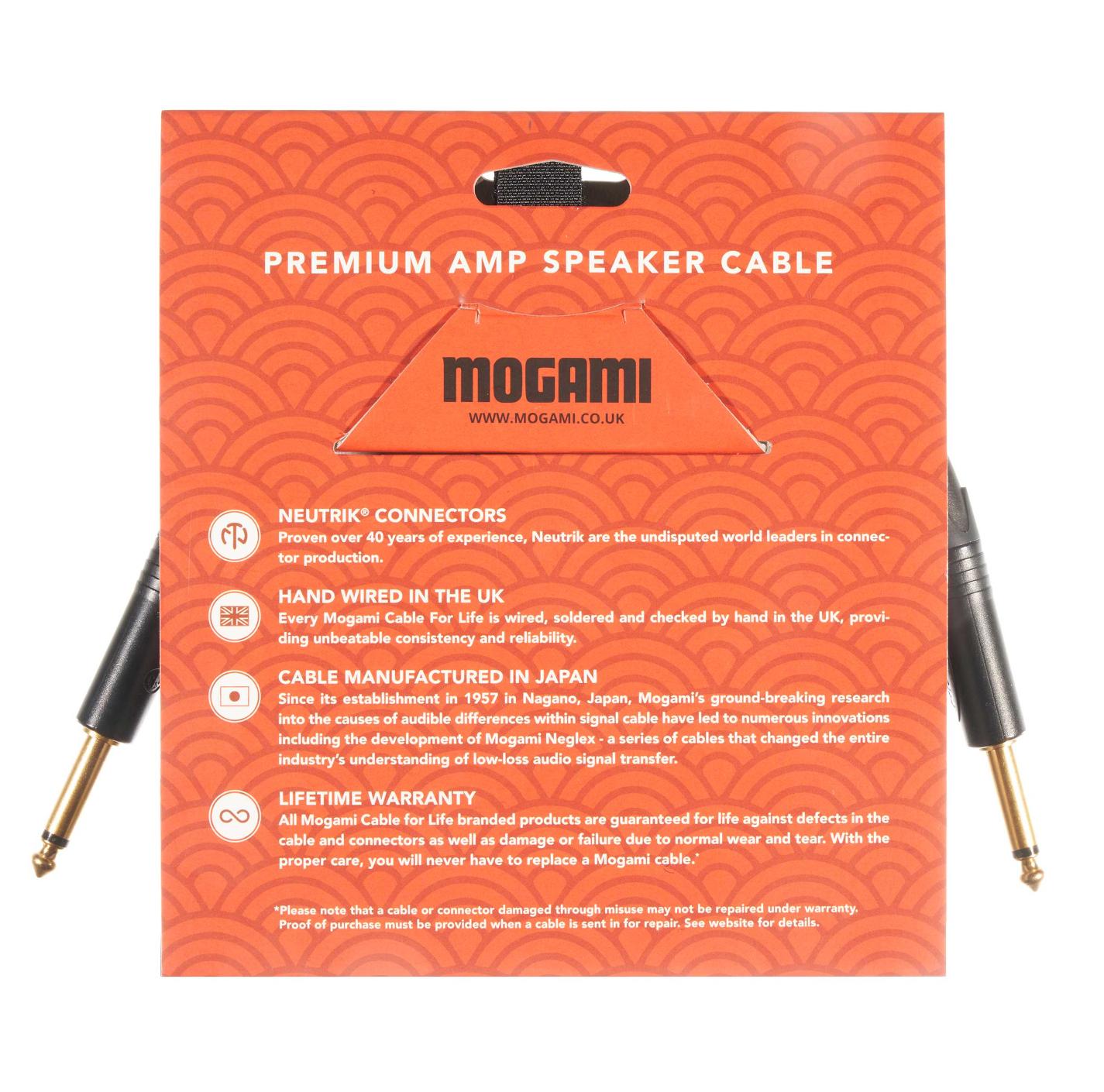 Mogami 3082 0.5m Amp Speaker Cable Terminated with Neutrik Black and Gold 1/4″ Jacks - J2-30820-J2-5-Back.jpg