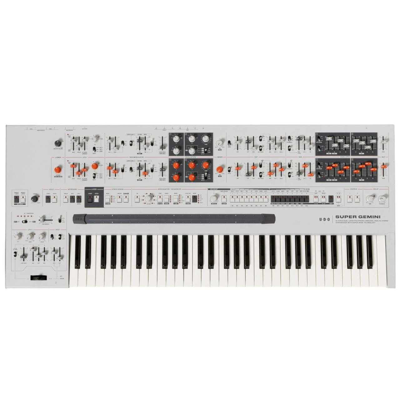 B Stock : UDO Super Gemini - 20 Voice 61 Key Analog-Hybrid Polyphonic Synth 004 - UDOSUPERGEMINI-UDO-Super-Gemini-Hero.jpg