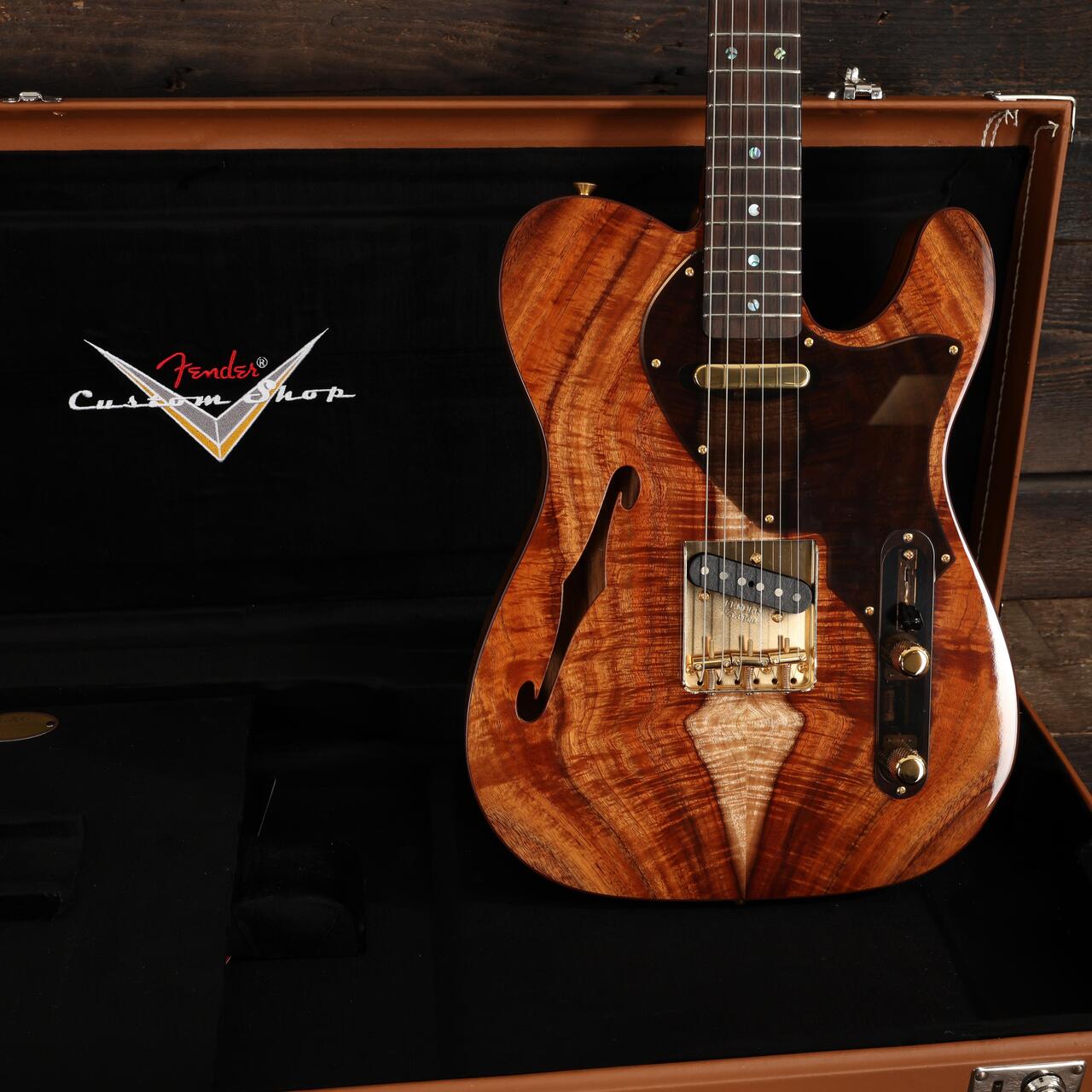 Fender Custom Shop Masterbuilt Austin MacNutt Koa Top Telecaster Thinline NOS Electric Guitar in Natural - AM0156 (17).JPG