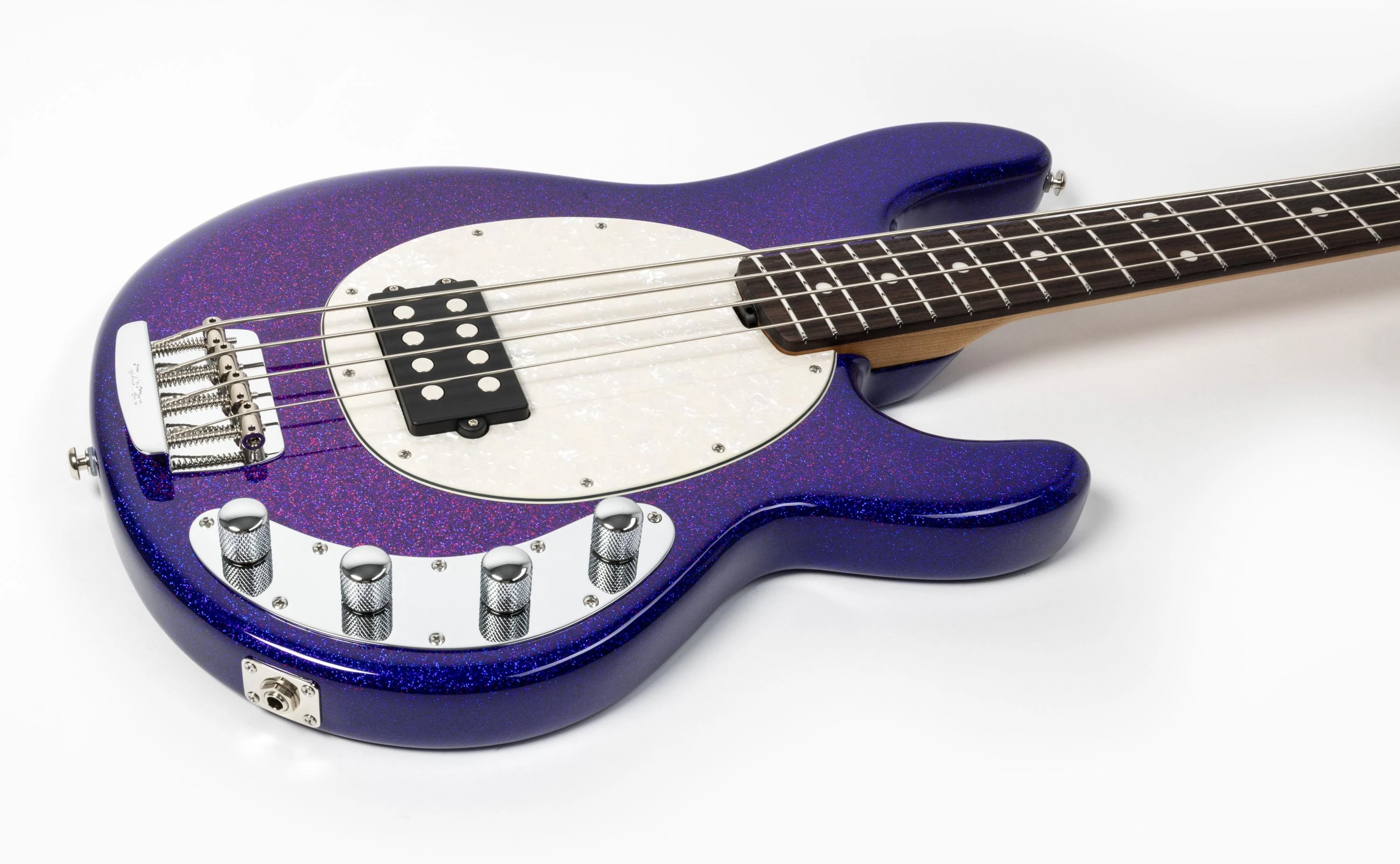 Music Man StingRay Special Bass Guitar in Violet Sparkle Burst - 107-VBR-20-09-MB-Body-Angle.jpg