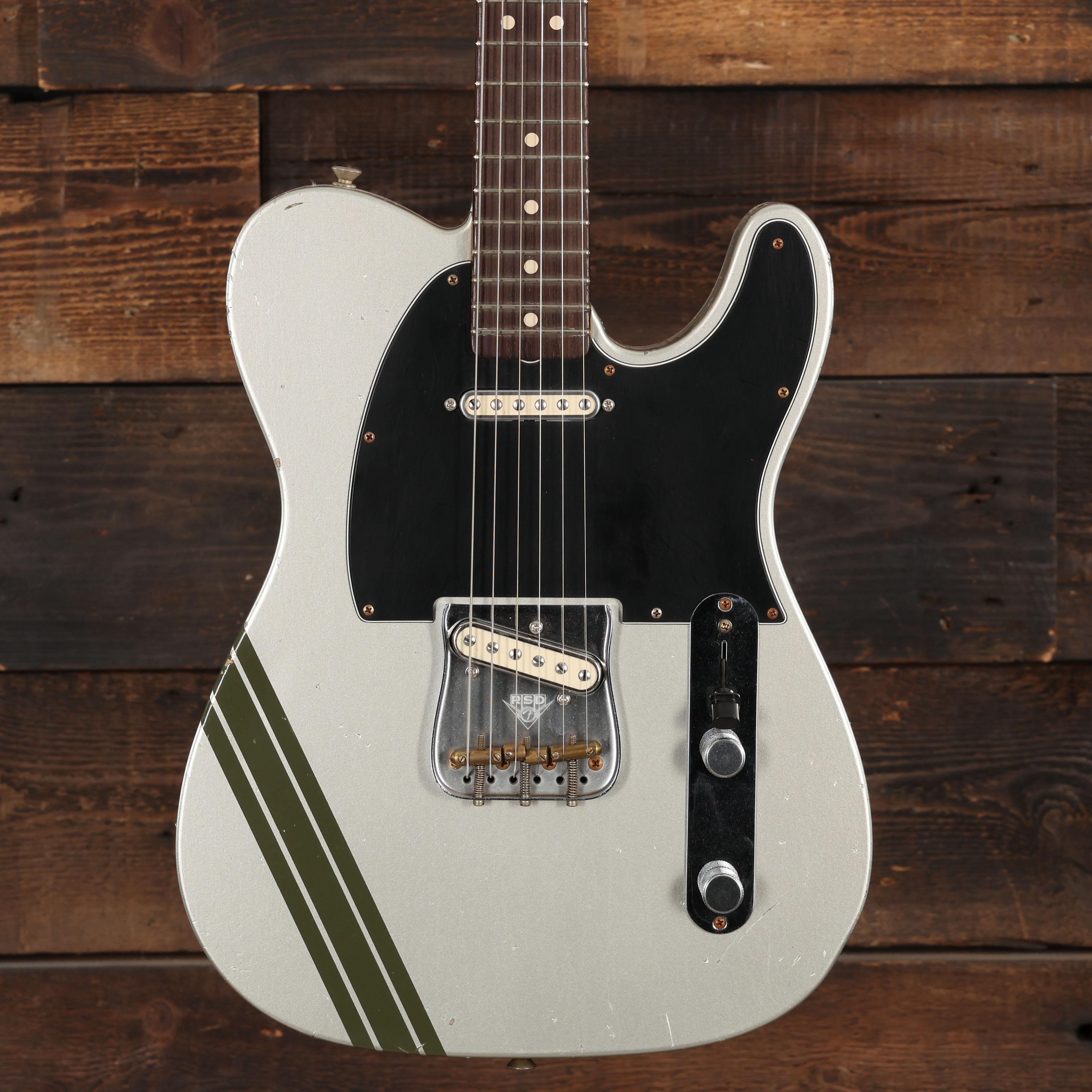 Fender Custom Shop Masterbuilt Dennis Galuszka ‘63 Telecaster Journeyman Relic in Aged Inca Silver with Green Competition Stripe - R135587 (3).JPG
