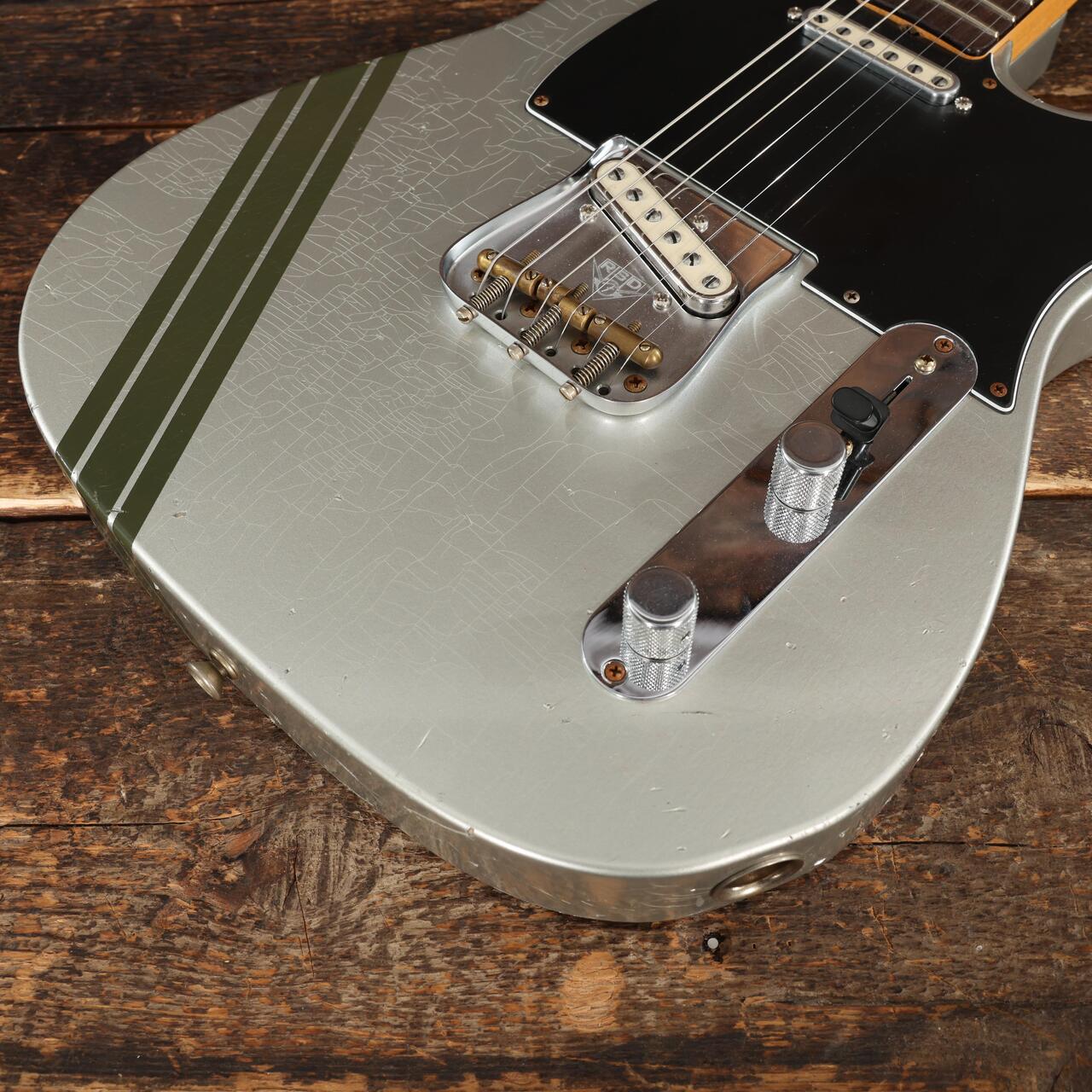 Fender Custom Shop Masterbuilt Dennis Galuszka ‘63 Telecaster Journeyman Relic in Aged Inca Silver with Green Competition Stripe - R135587 (10).JPG