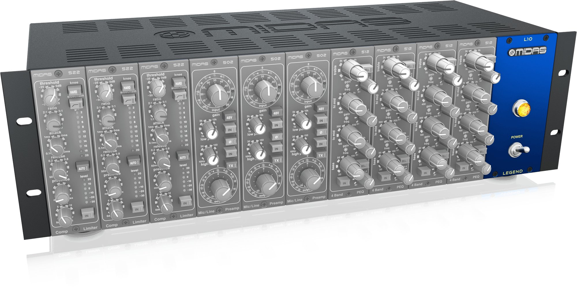 Midas Legend L10 API500シャーシ 箱、付属品あり Midas L10 500 Series Rack Frame - Andertons Music Co.