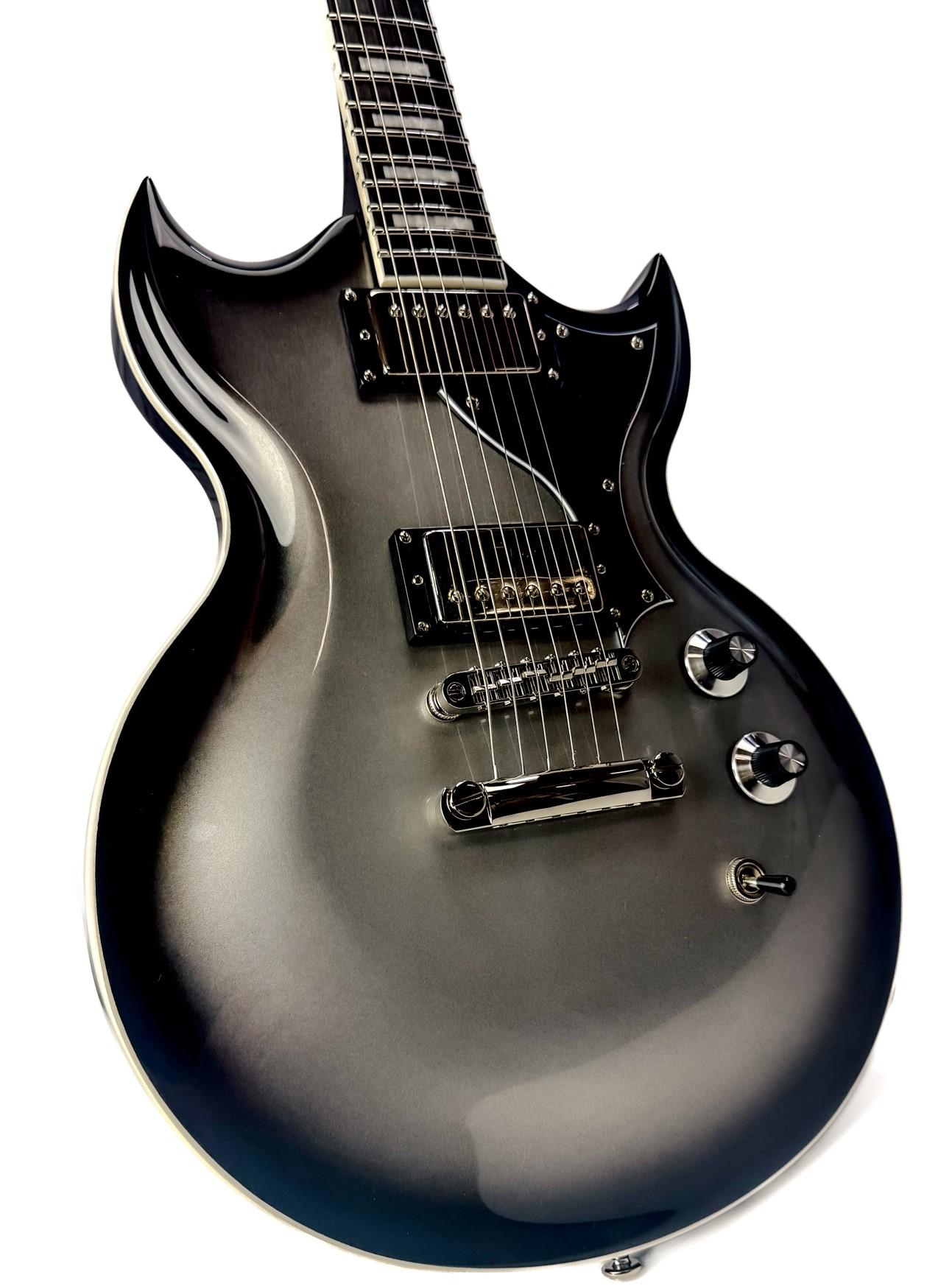 Dunable Minotaur DE Electric Guitar in Silverburst - MN-DE-SB-Angle.jpg
