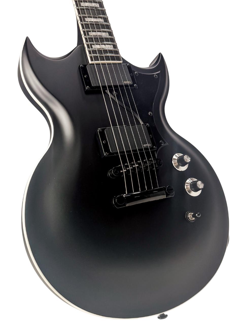 Dunable Minotaur DE Electric Guitar in Matte Black - MN-DE-MB-Body-Angle.jpg