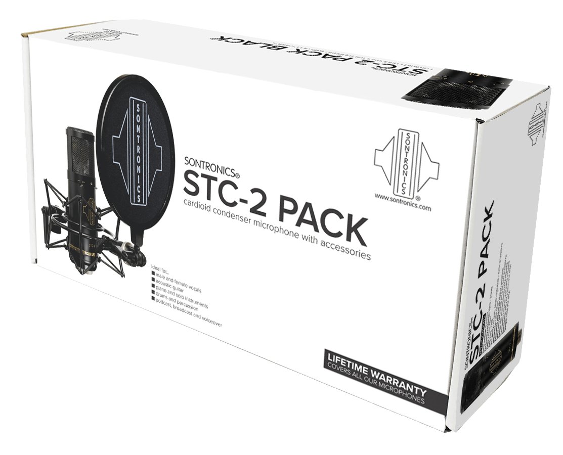 Sontronics STC-2 Pack with Large Diaphragm Microphone in Black & Shockmount - STC2PBL-Sontronics_STC-2PackBlack_box.jpg