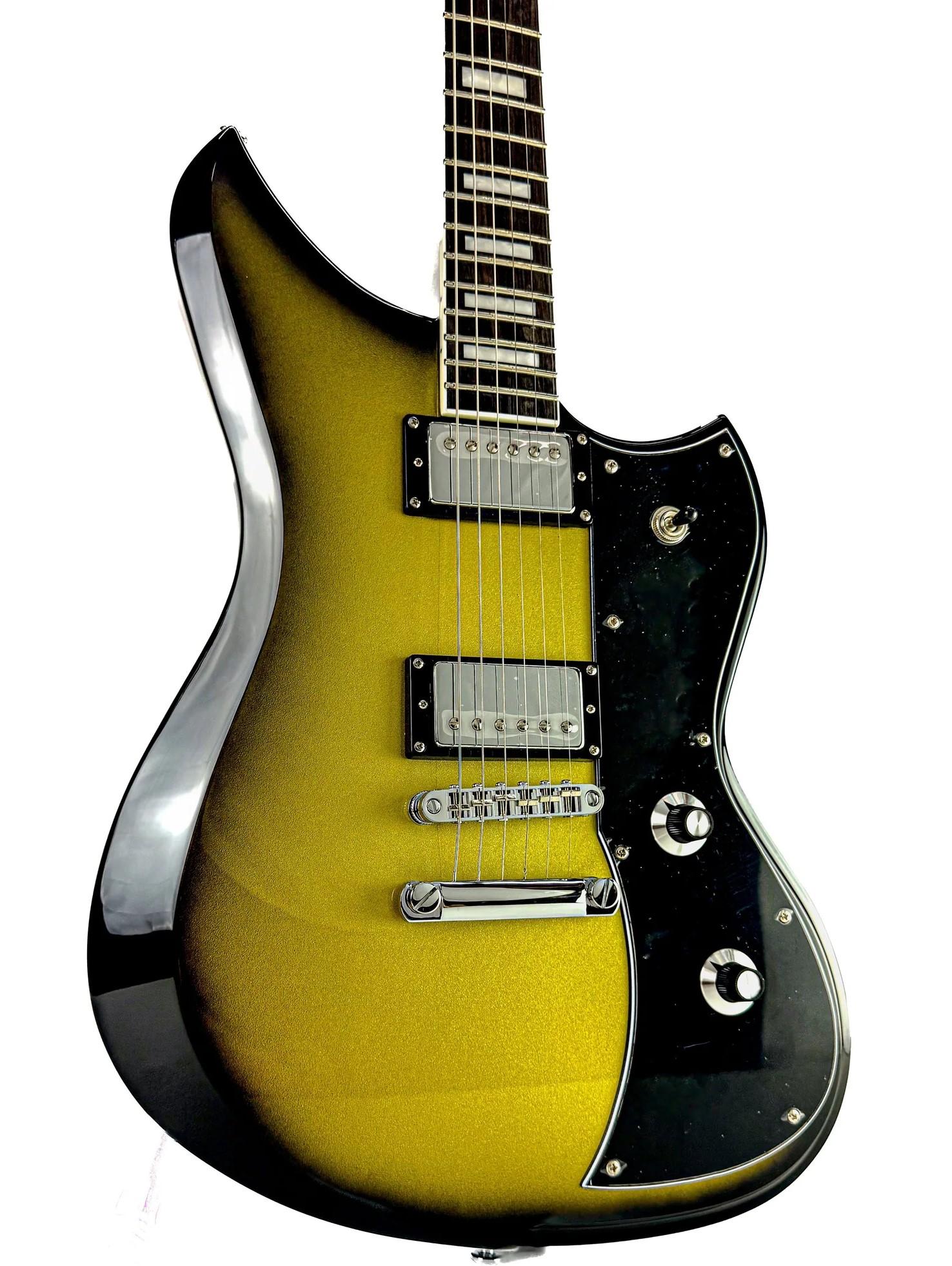 Dunable Yeti DE Electric Guitar in Aged Silverburst - YE-ASI-Angle.jpg