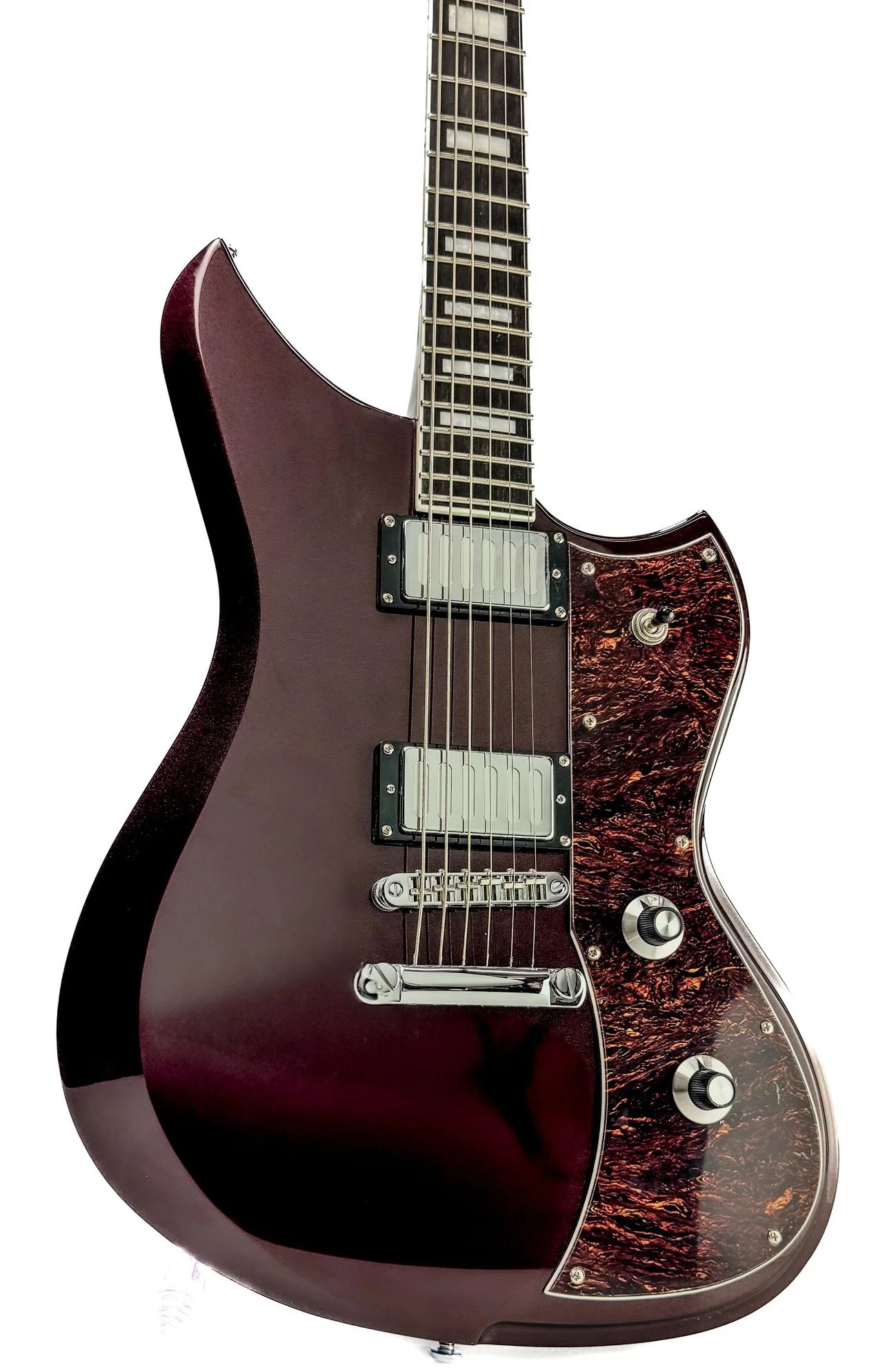 Dunable Yeti DE Baritone Electric Guitar in Oxblood Metallic - YEB-OM-Angle.jpg