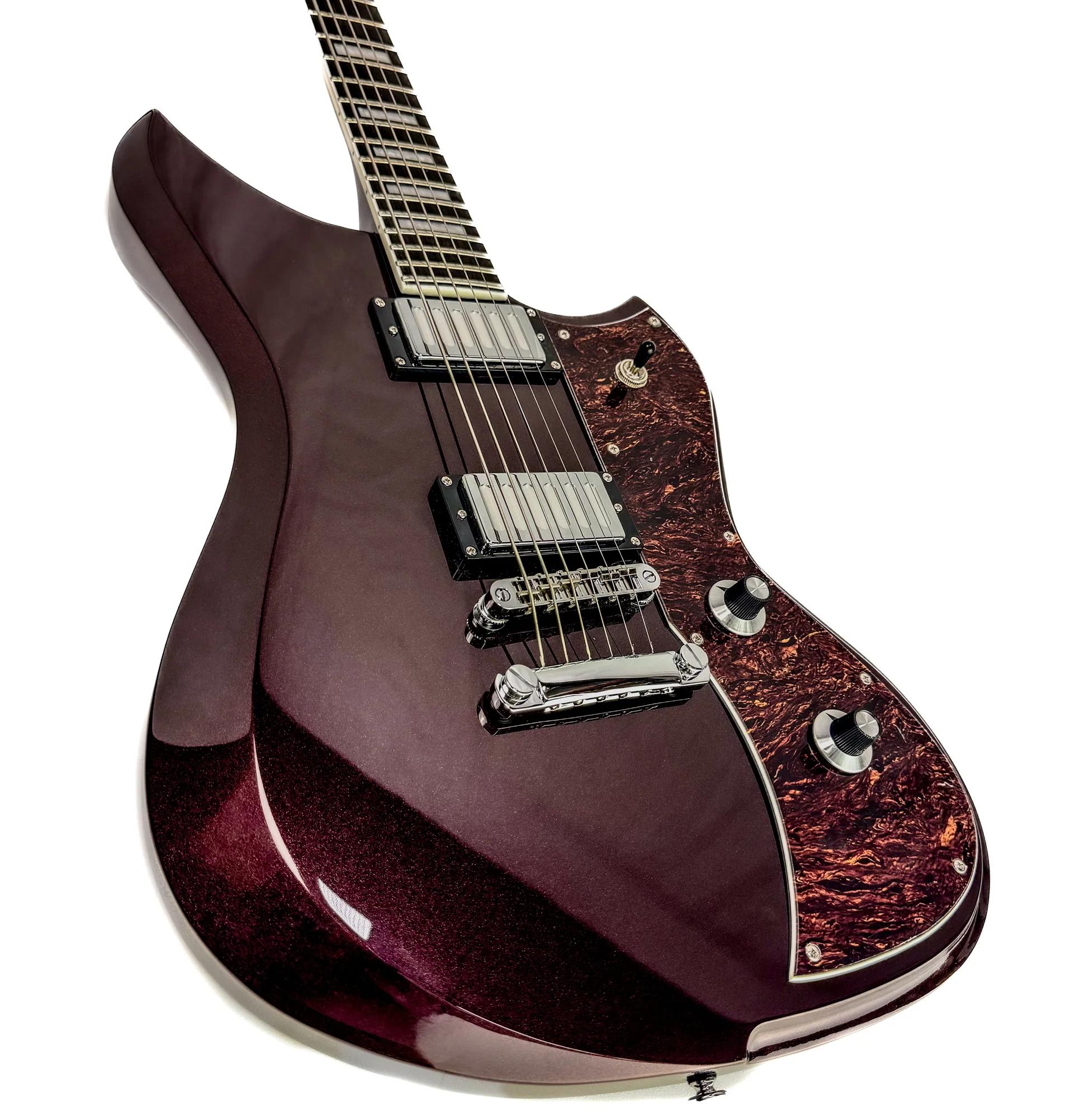 Dunable Yeti DE Baritone Electric Guitar in Oxblood Metallic - YEB-OM-Body-Angle.jpg