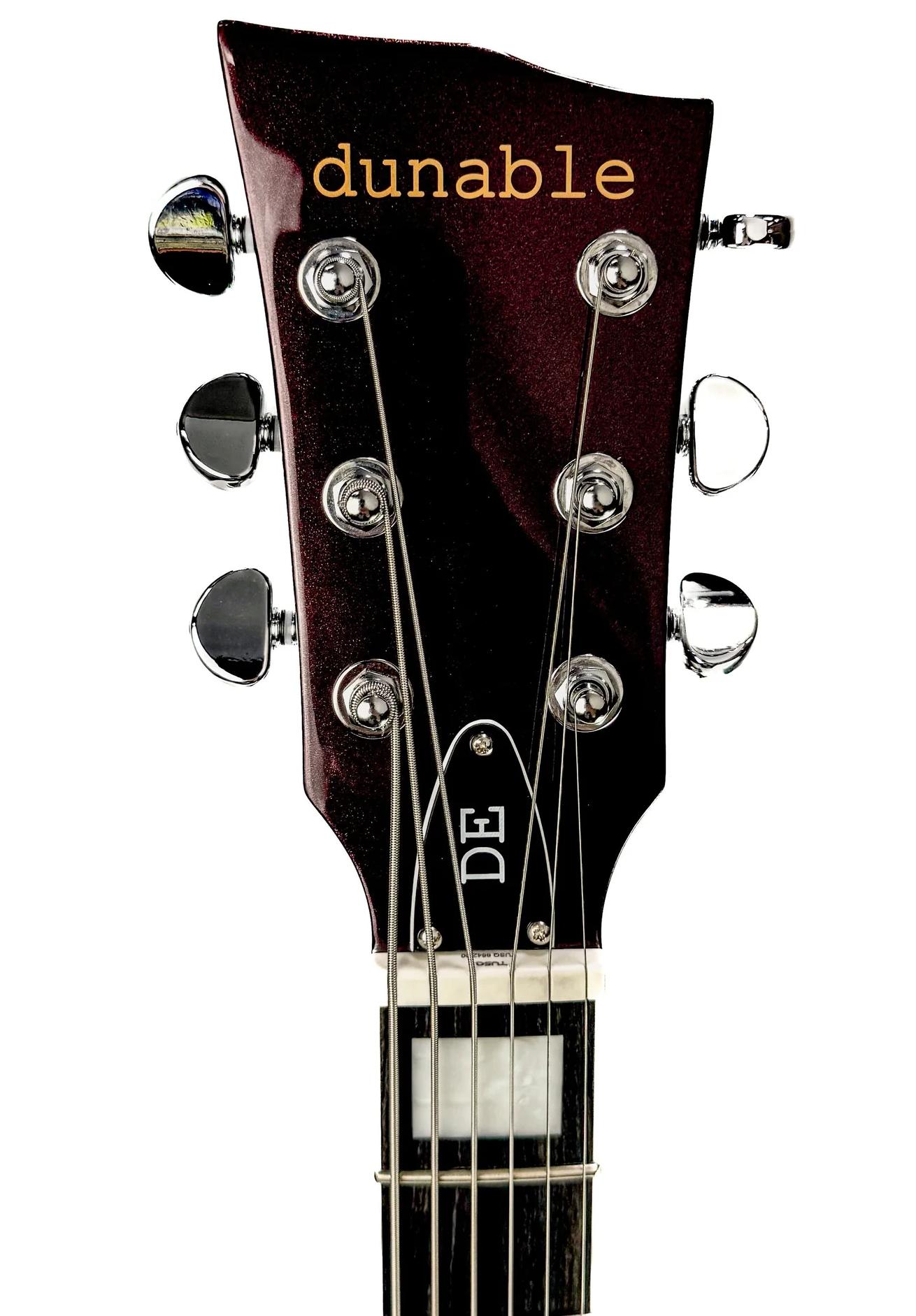 Dunable Yeti DE Baritone Electric Guitar in Oxblood Metallic - YEB-OM-Headstock.jpg