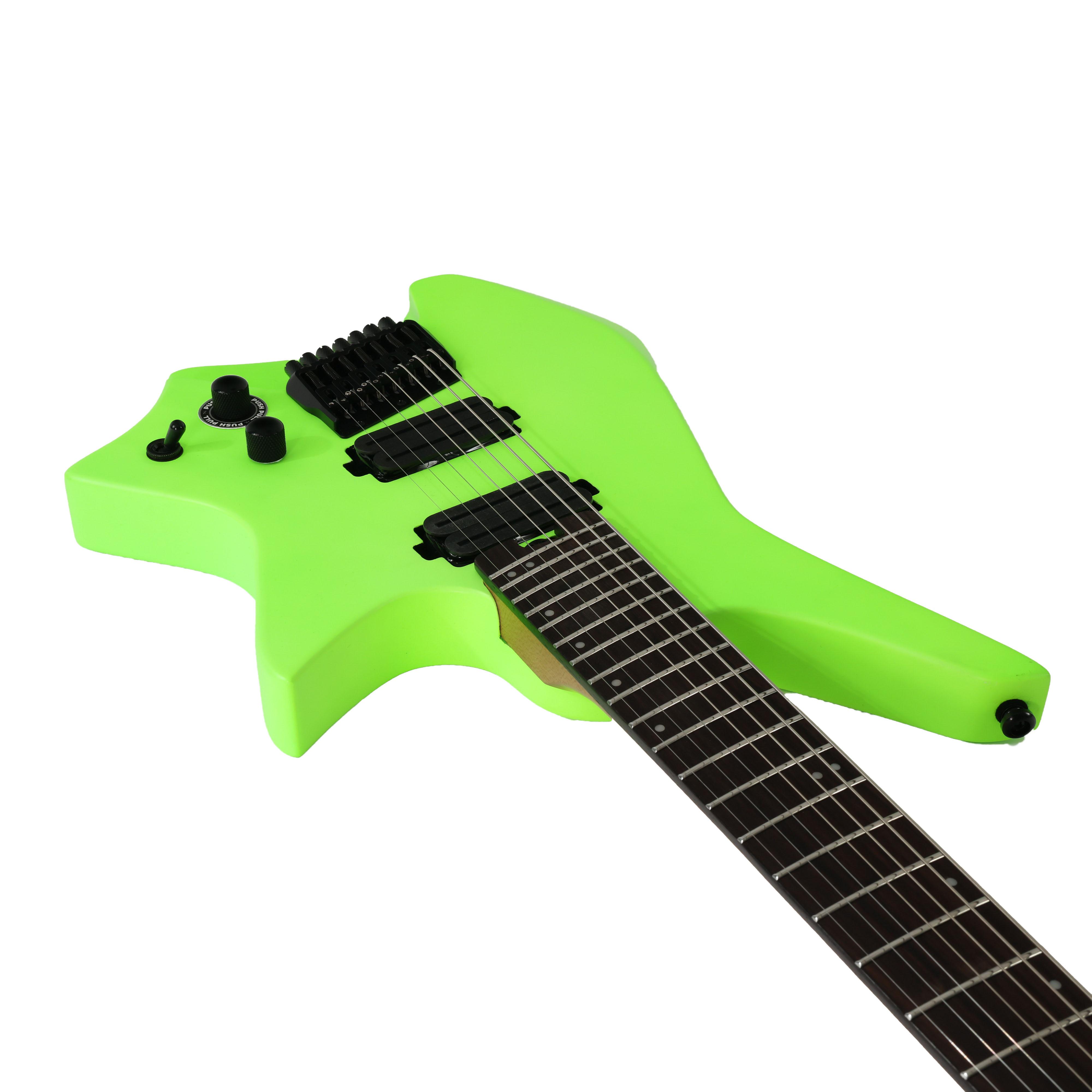 HILS HZ7 Headless Multi-Scale 7-String Electric Guitar in Satin Neon Green - HZ7HS-NGN-Photo-Angle-2.jpg