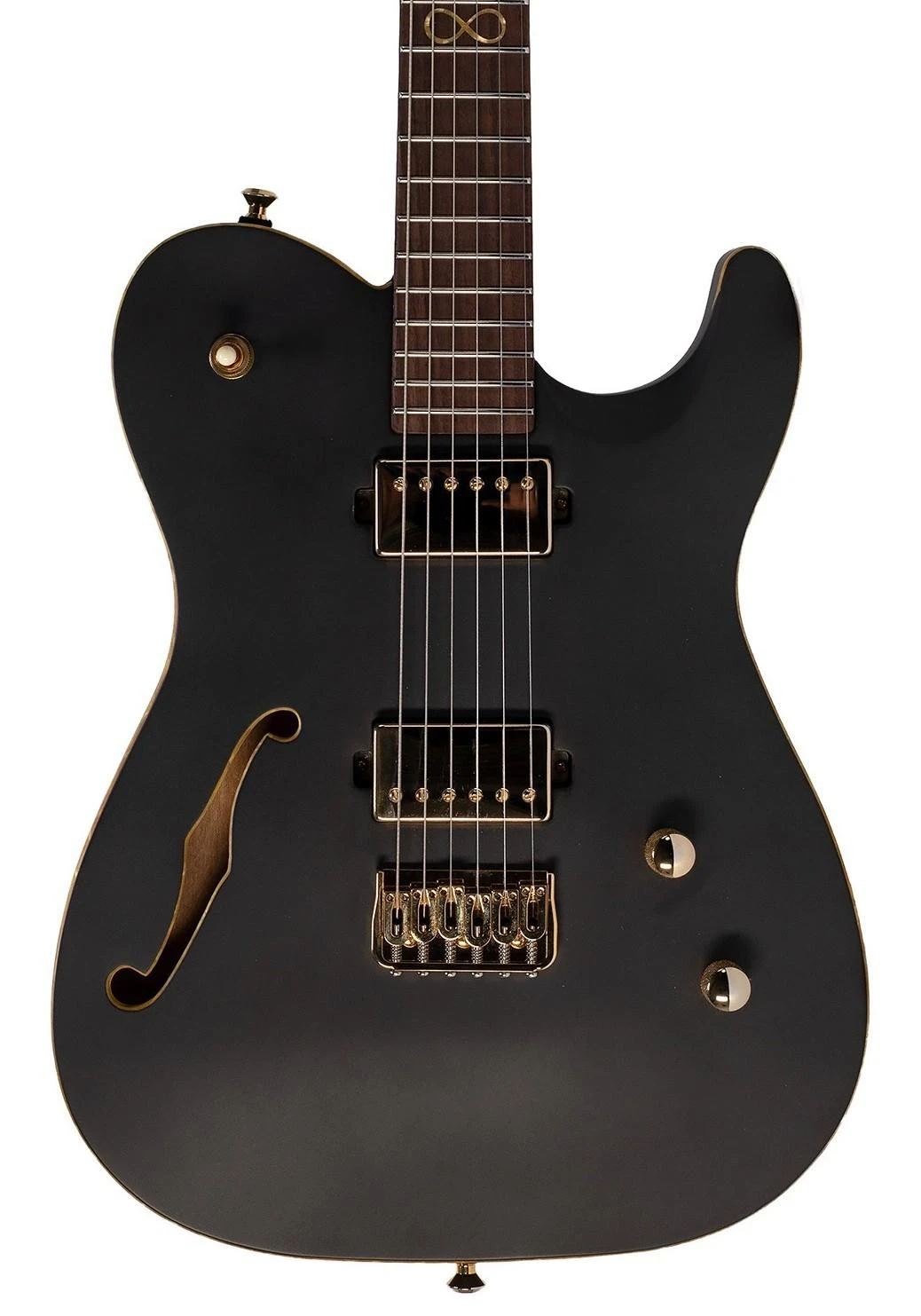 Chapman Chris Robertson Signature SAR63 Semi Hollow Electric Guitar in Slate Black  - CH-SAR-BK-cropped.jpg