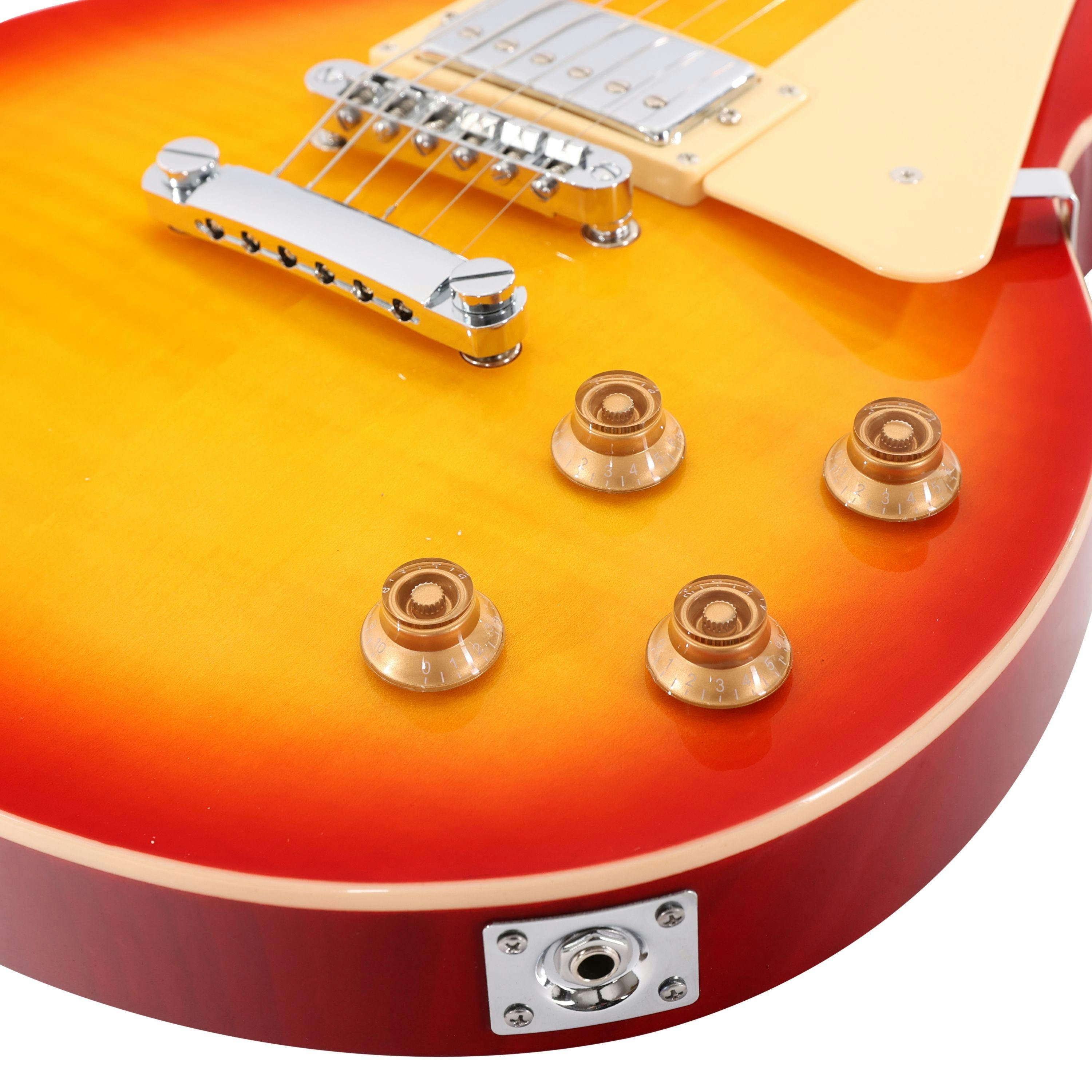 B Stock : EastCoast L1 Electric Guitar in Cherry Sunburst Rosewood Fretboard - 055 - 477745-EastCoast-L1-Electric-Guitar-Cherry-Sunburst-Controls.jpg