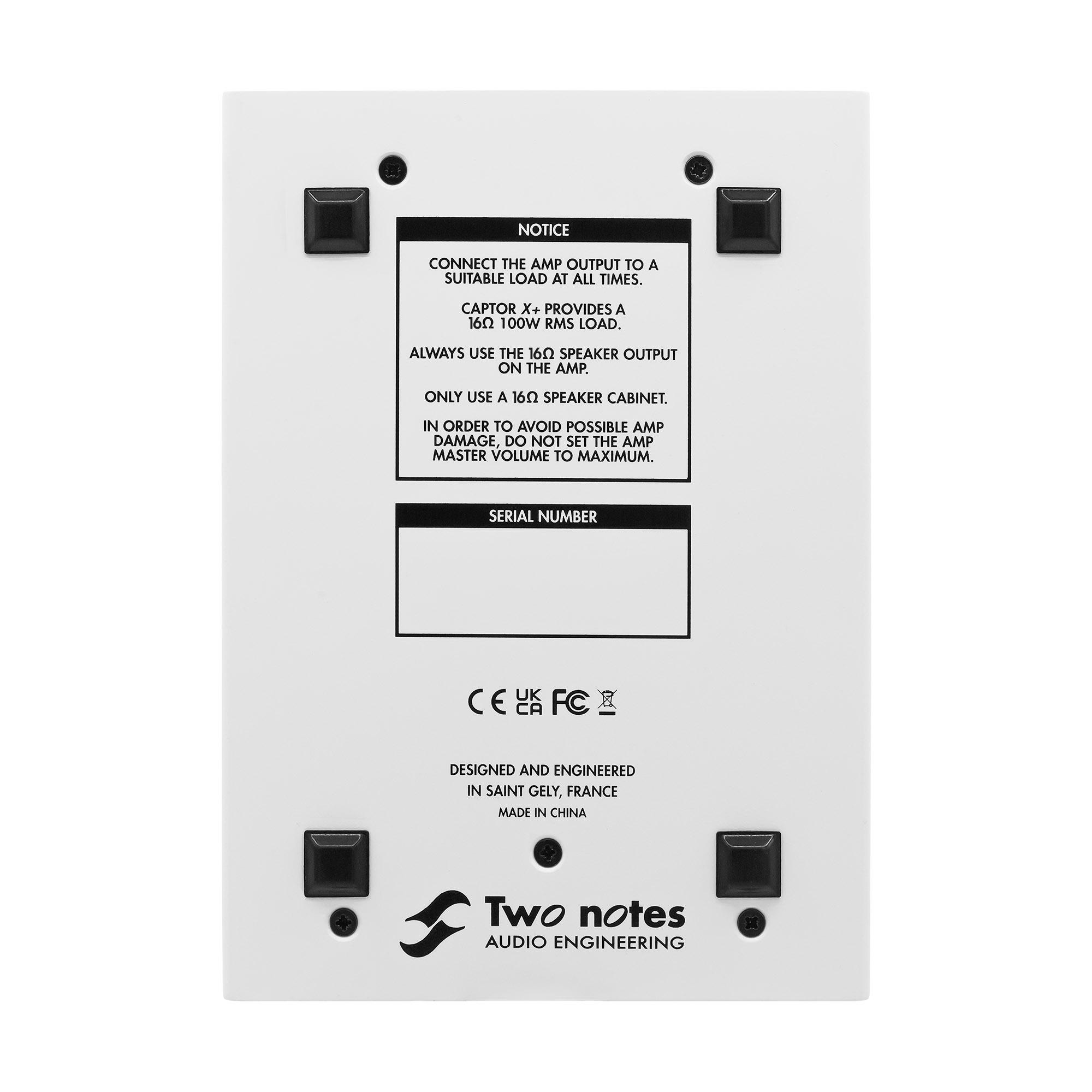 Two Notes Torpedo Captor X Plus Compact Reactive Load Box, Attenuator, DynIR Engine, IR Loader & Stereo Expander - captorx_plus_images_ortho underside_16omhs_whiteback.jpg