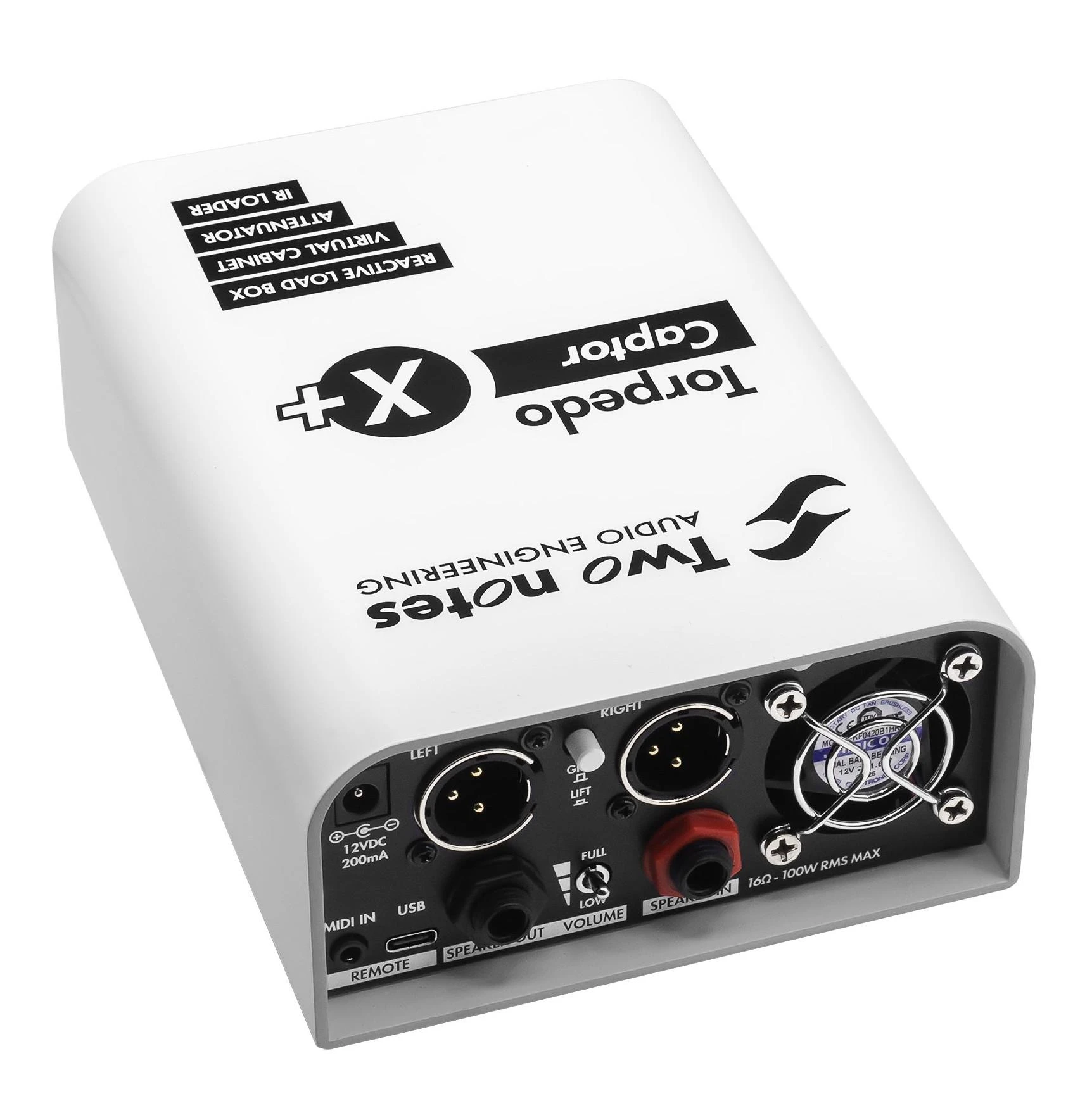 Two Notes Torpedo Captor X Plus 16 Ohm Loadbox & Attenuator - captorx_plus_images_back face_left angle_16ohms_whiteback.jpg