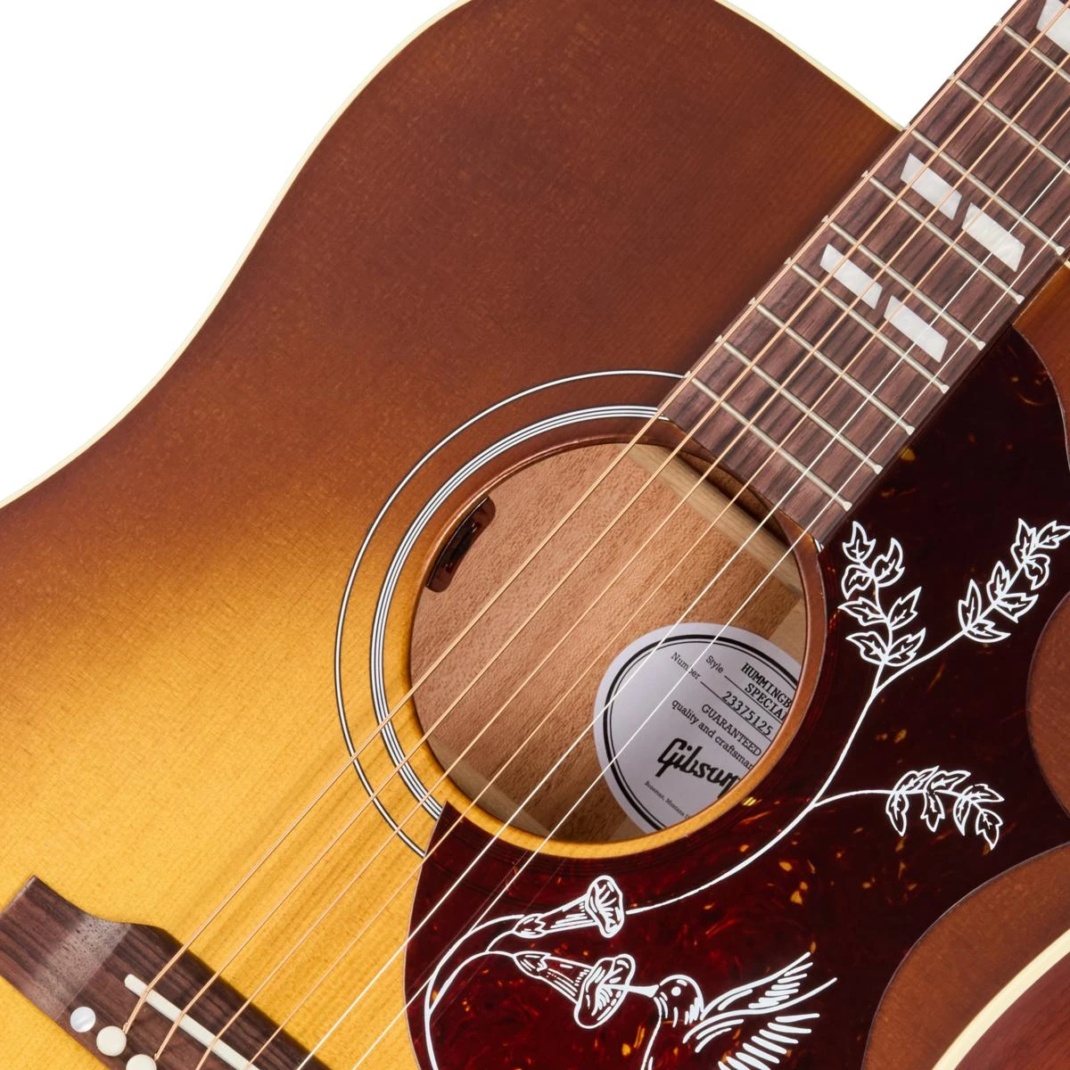 Gibson Hummingbird Special Electro Acoustic Guitar in Satin Honey Burst - MCSSHBSPCHB_7_SoundHole-1200x1200-28e5ebb.jpg