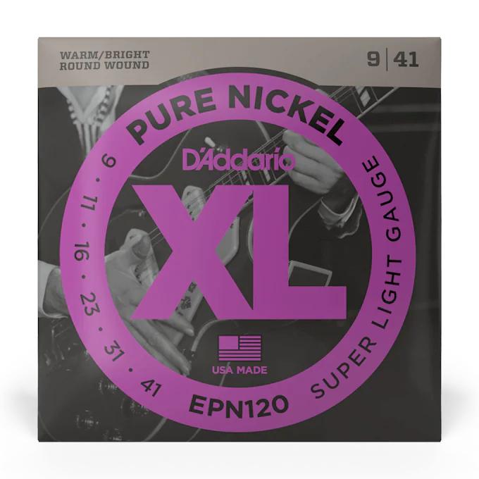 D'Addario 09-41 Super Light XL Pure Nickel Electric Guitar Strings - EPN120-Front.jpg