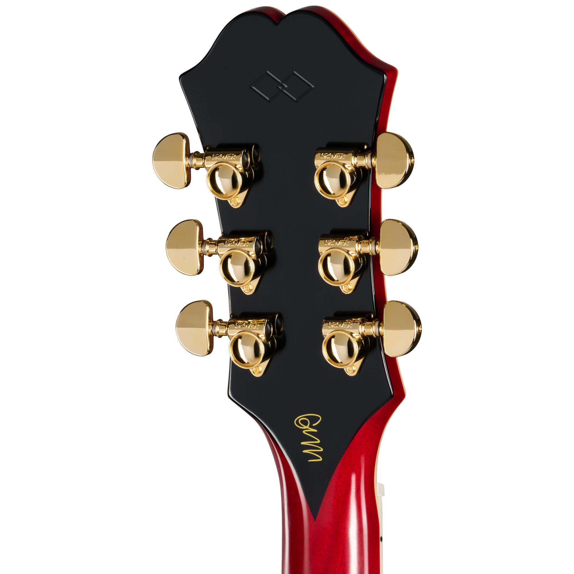 B Stock : Epiphone Artist Masterbilt Gem Archer Signature Sheraton Semi-Hollow Electric Guitar in Cherry Red - 001 - EMGASCHGH1_6_BackHeadstock.jpg