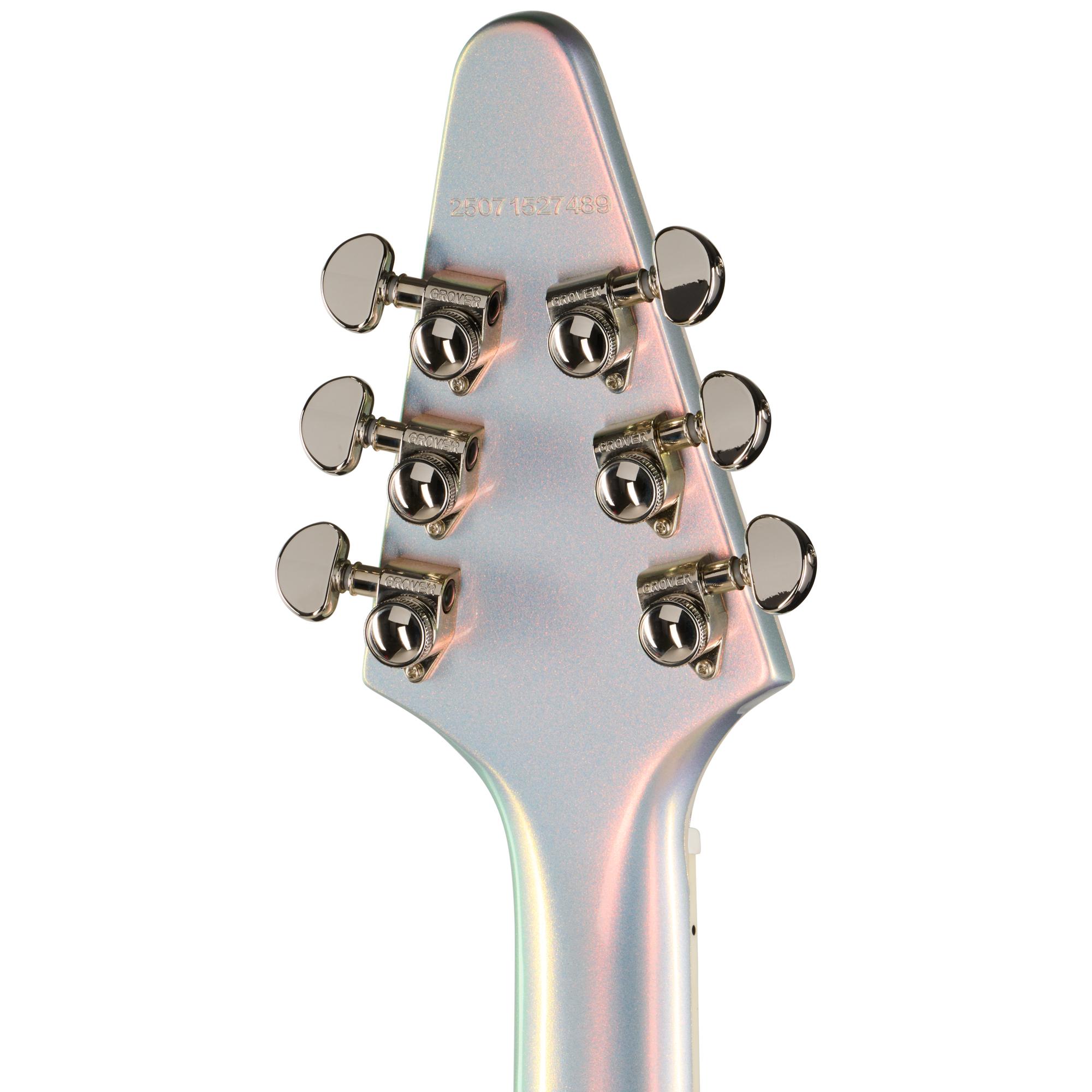 Epiphone Futura Flying V Custom Electric Guitar in Quicksilver Shift - EIFFVCQSSNH-Headstock-Back.jpg