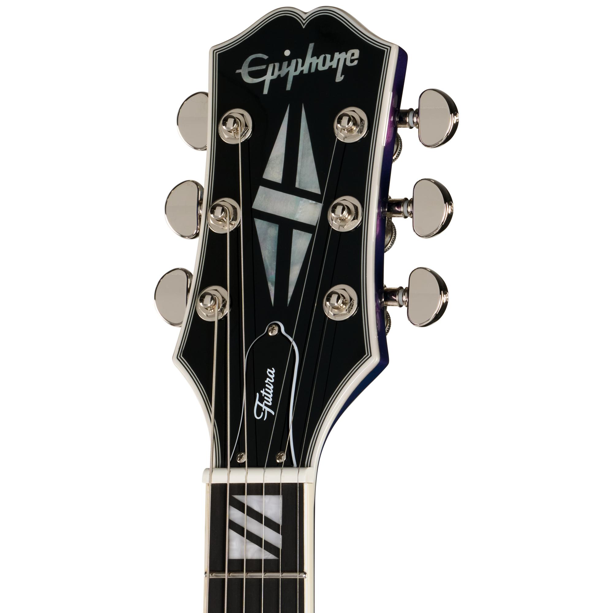 Epiphone Futura Les Paul Custom Electric Guitar in Twilight Shift - EIFLPCTLSNH-Headstock.jpg