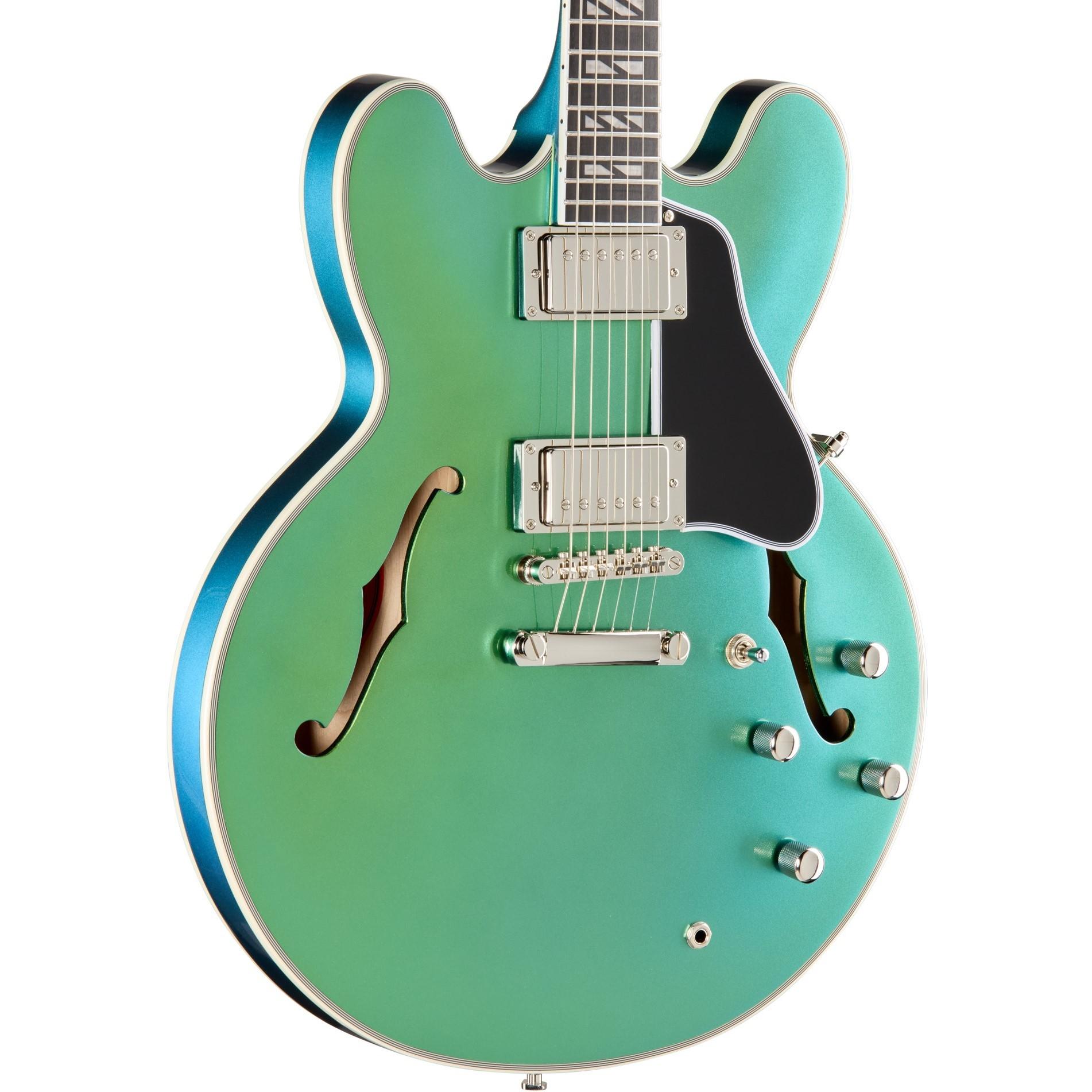 Epiphone Futura ES-355 Semi-Hollow Electric Guitar in Dragonfly Shift - EIF355DFSNH-Left-Angle.jpg