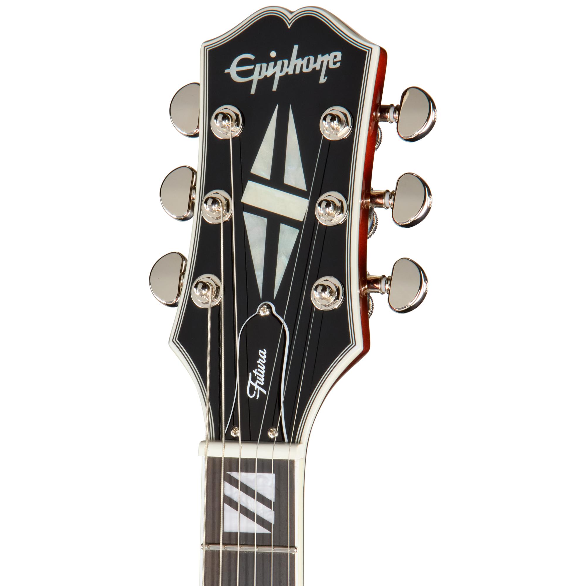 Epiphone Futura RD Custom Electric Guitar in Midnight Ember Shift - EIFRDCMESNH-Headstock.jpg