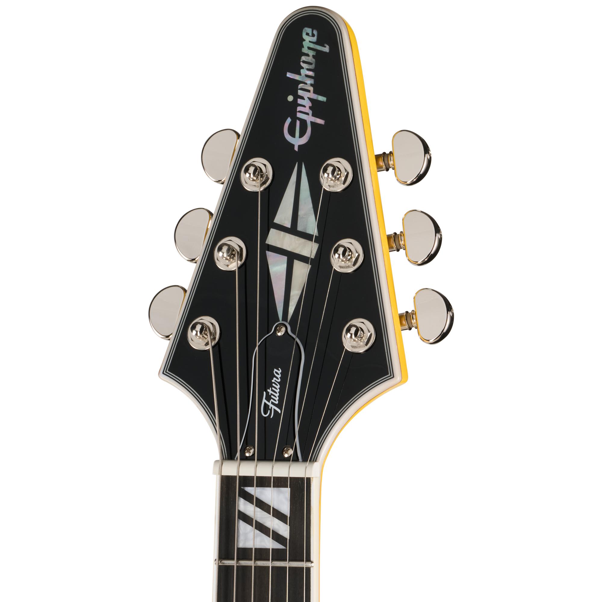 Epiphone Futura Flying V Custom Electric Guitar in Solaris Shift - EIFFVCSLSNH-Headstock.jpg