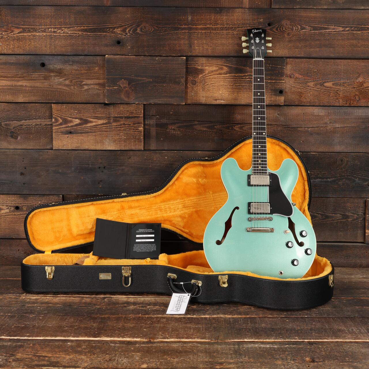 Gibson Custom Shop Murphy Lab 1961 ES-335 Reissue VOS Semi-Hollow Electric Guitar in Inverness Green Sparkle - 150077 (15).JPG