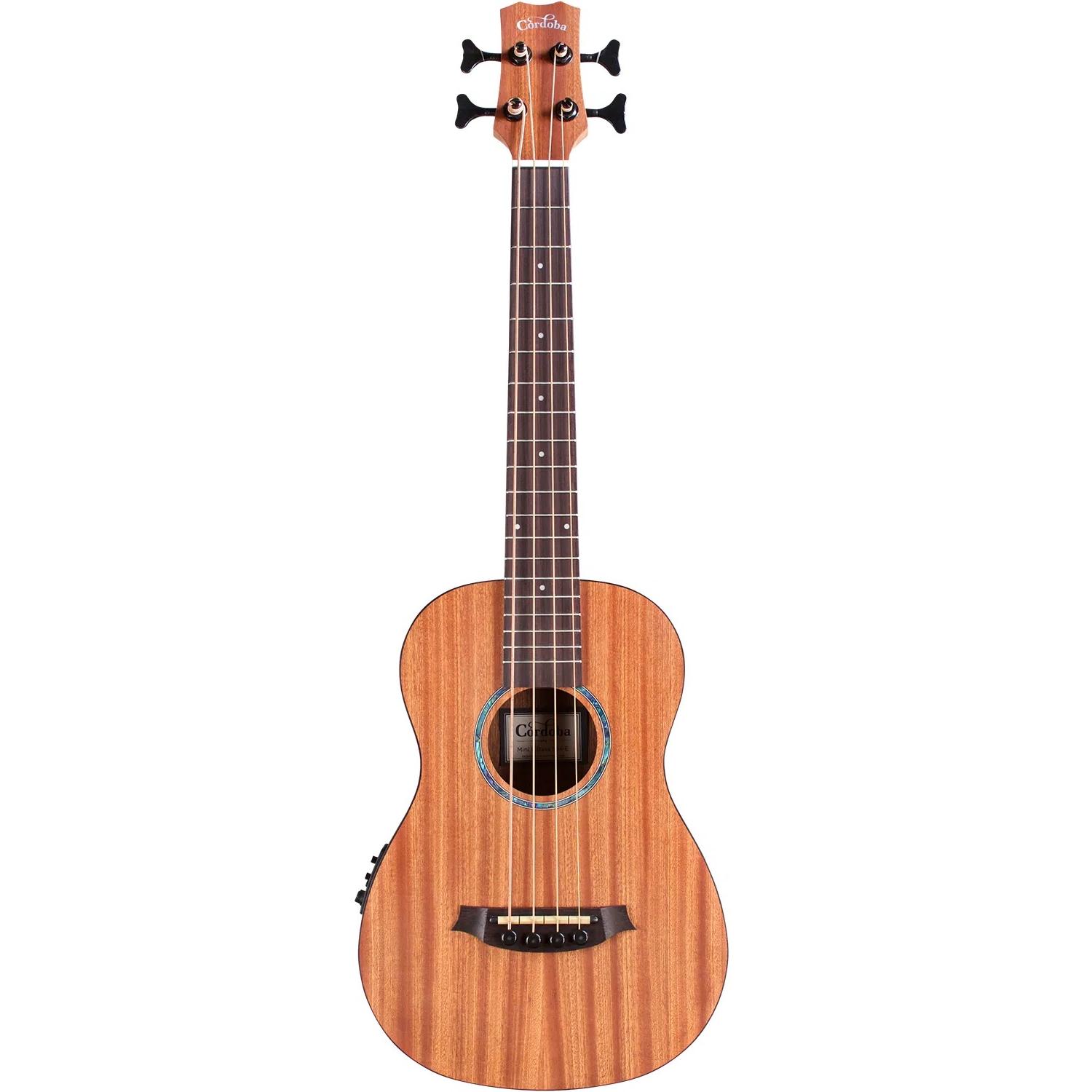 Cordoba Mini II Bass MH-E Electro Acoustic Bass Guitar in Natural Mahogany - CMIIIMHE-Front.jpg