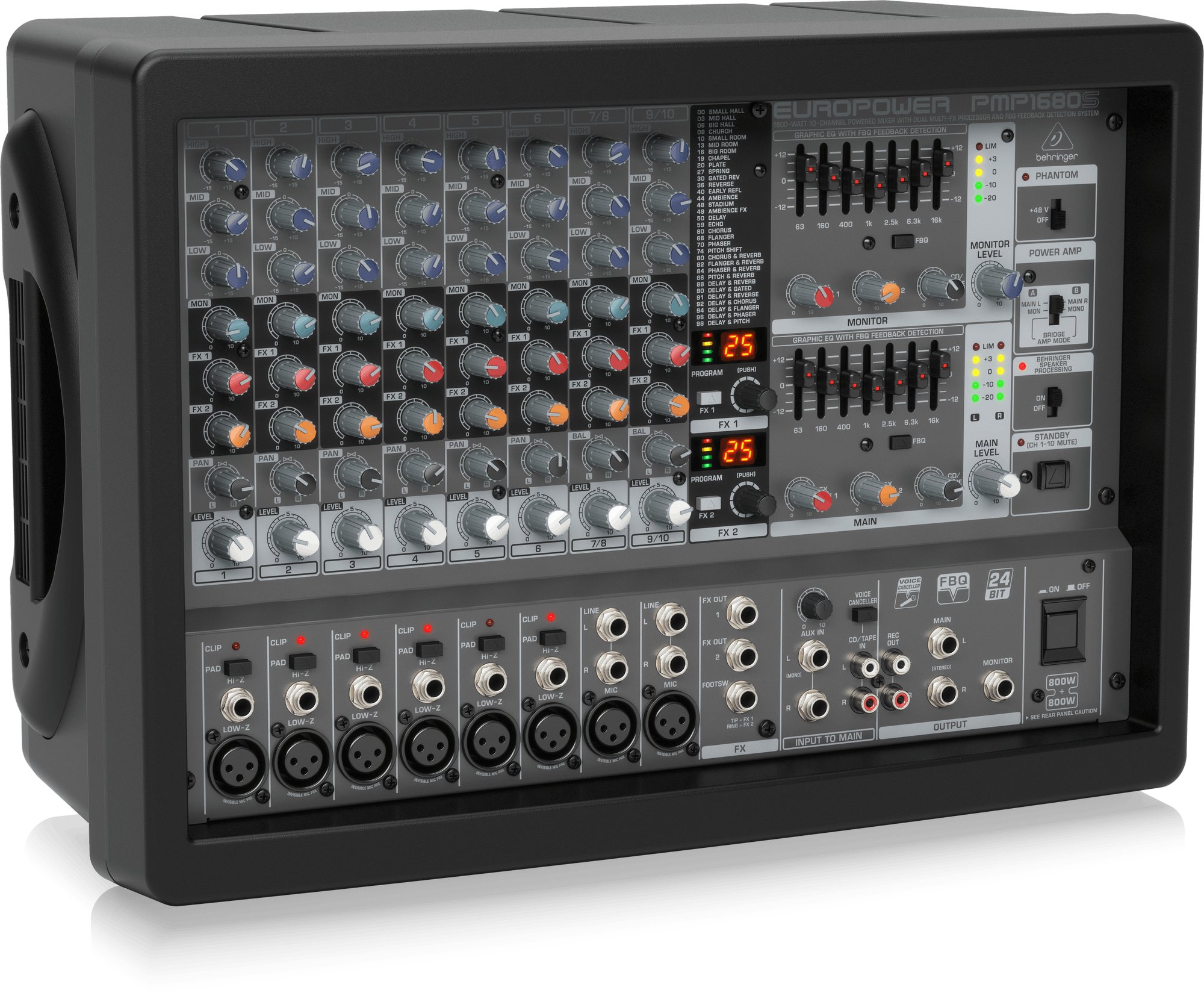 Behringer PMP1680S 1600-Watt 10-Channel Powered Mixer with Dual