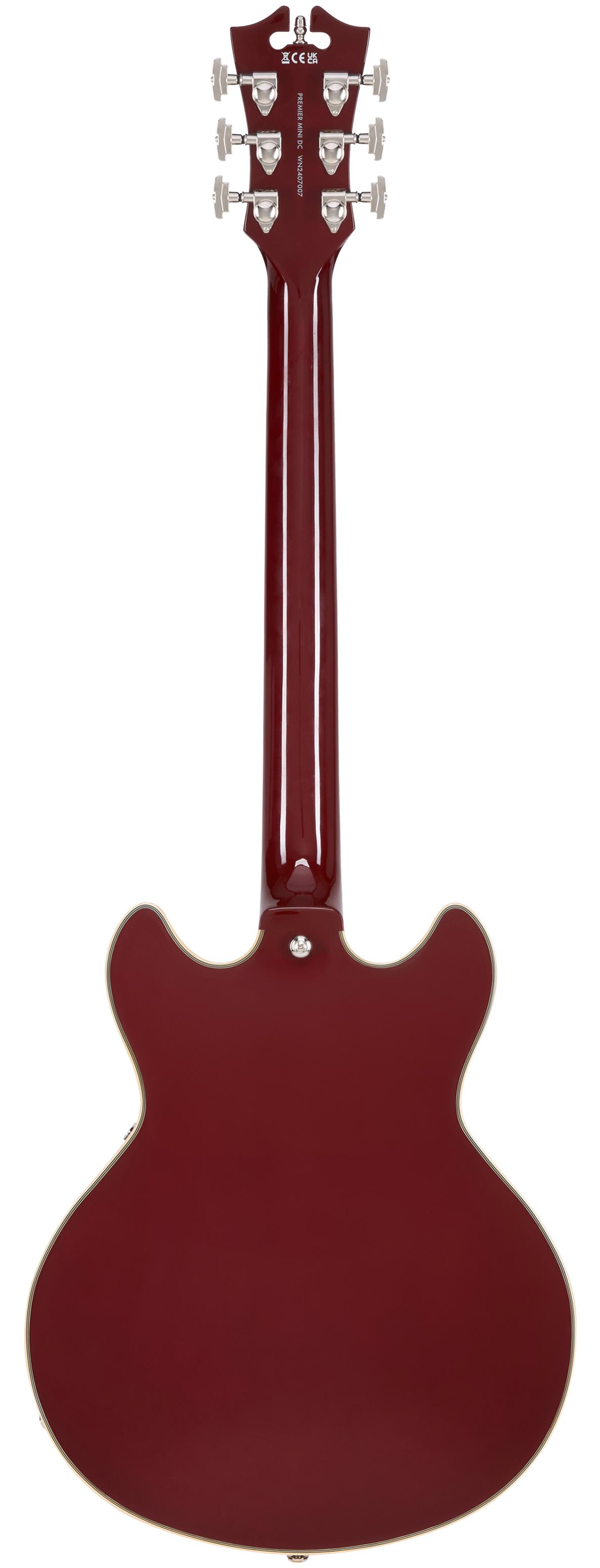 D’Angelico Premier Mini DC Semi-Hollow Electric Guitar in Burnt Red - DAPMDCBRDNS-Back.jpg