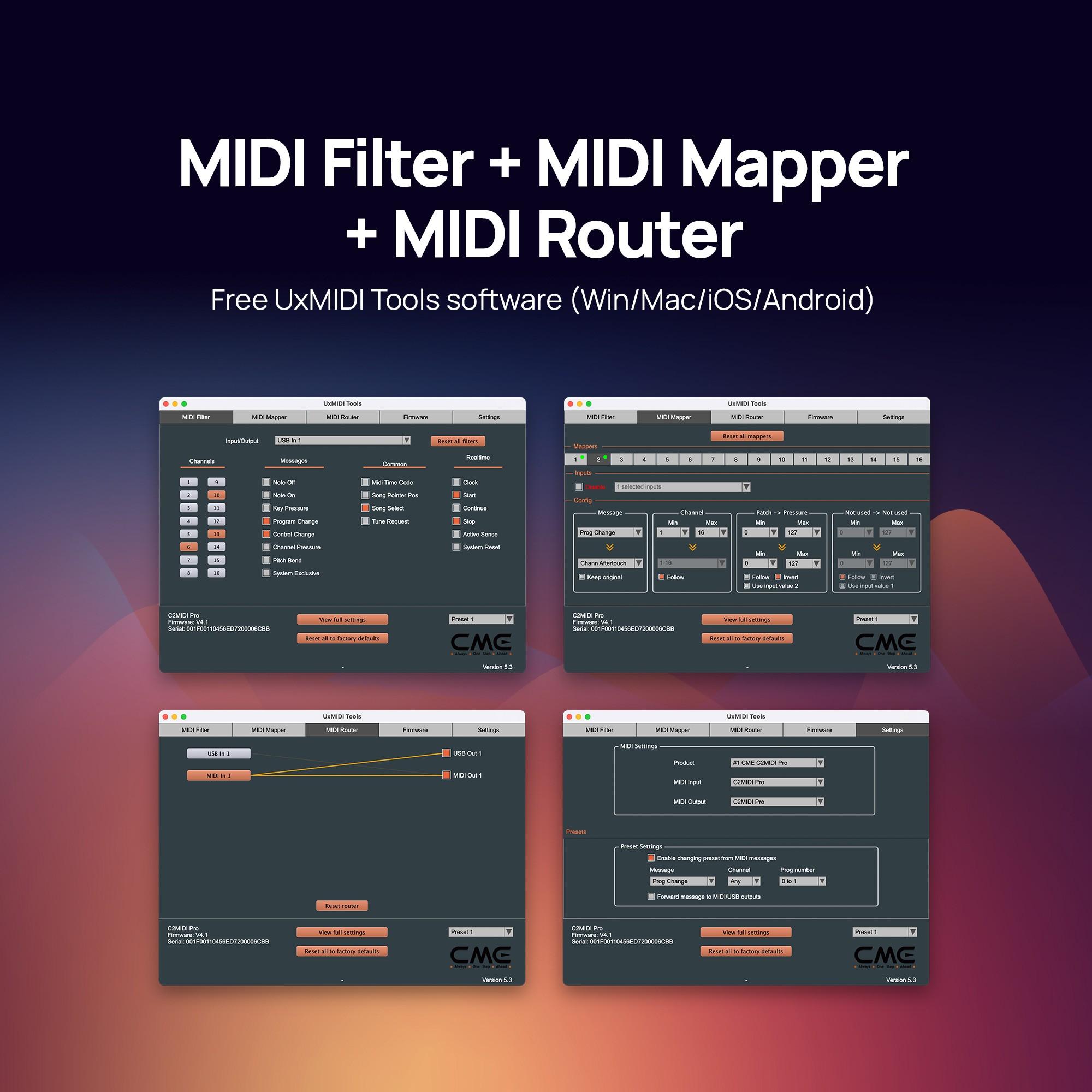 CME C2MIDI Pro Dual-purpose 1-in-1-out USB-C-to-MIDI Cable With Filter, mapper & router - S-F000C12 (7).jpg
