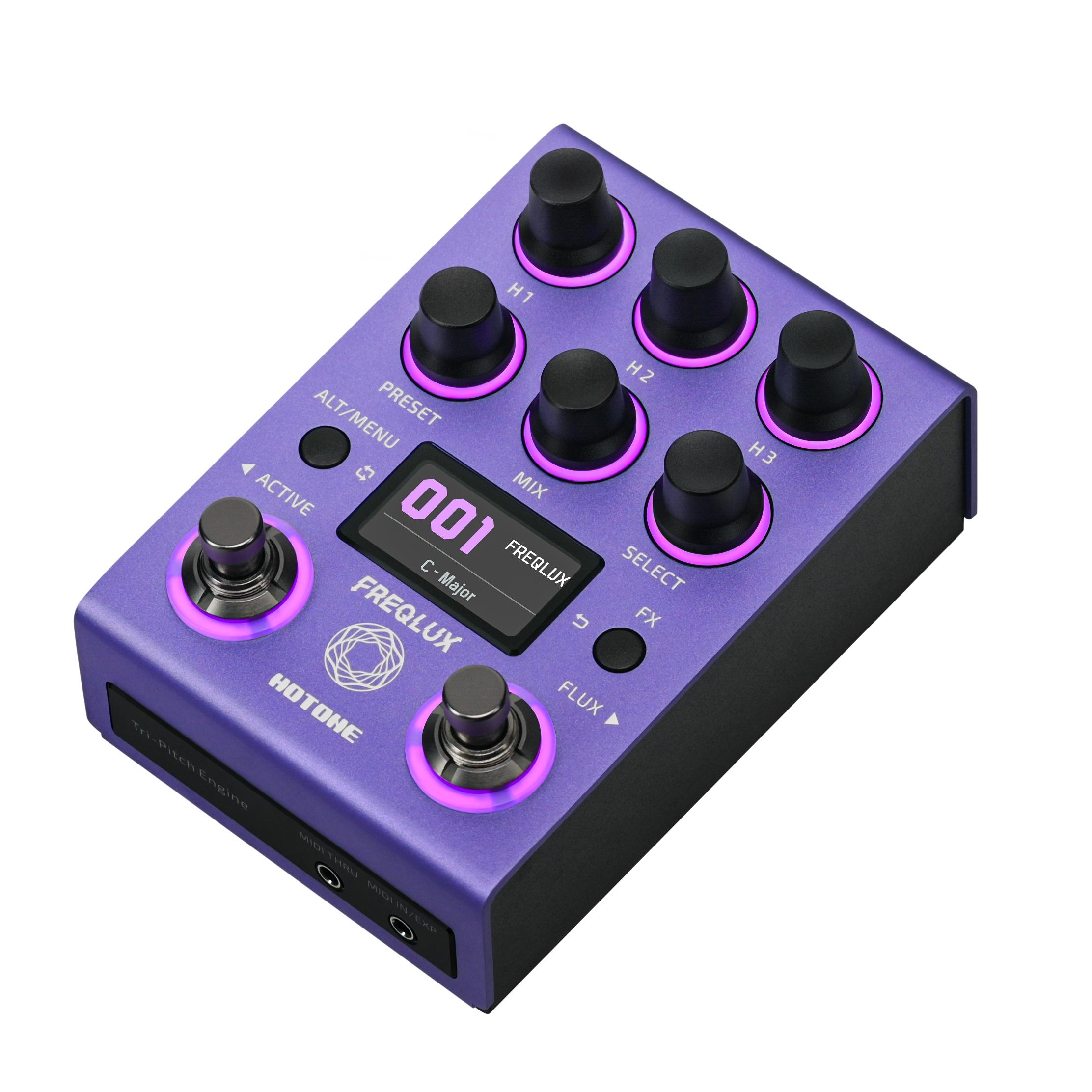 Hotone Freqlux Pitch and Harmony Pedal - Freqlux_Perspective_With Screen_Hi_V01_260122.jpg