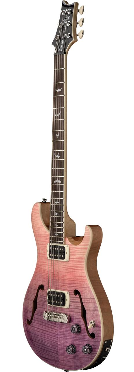 PRS SE Ed Sheeran Hollowbody I Piezo Baritone Electric Guitar in Pink Ombre - 117232P2-Angle.jpg