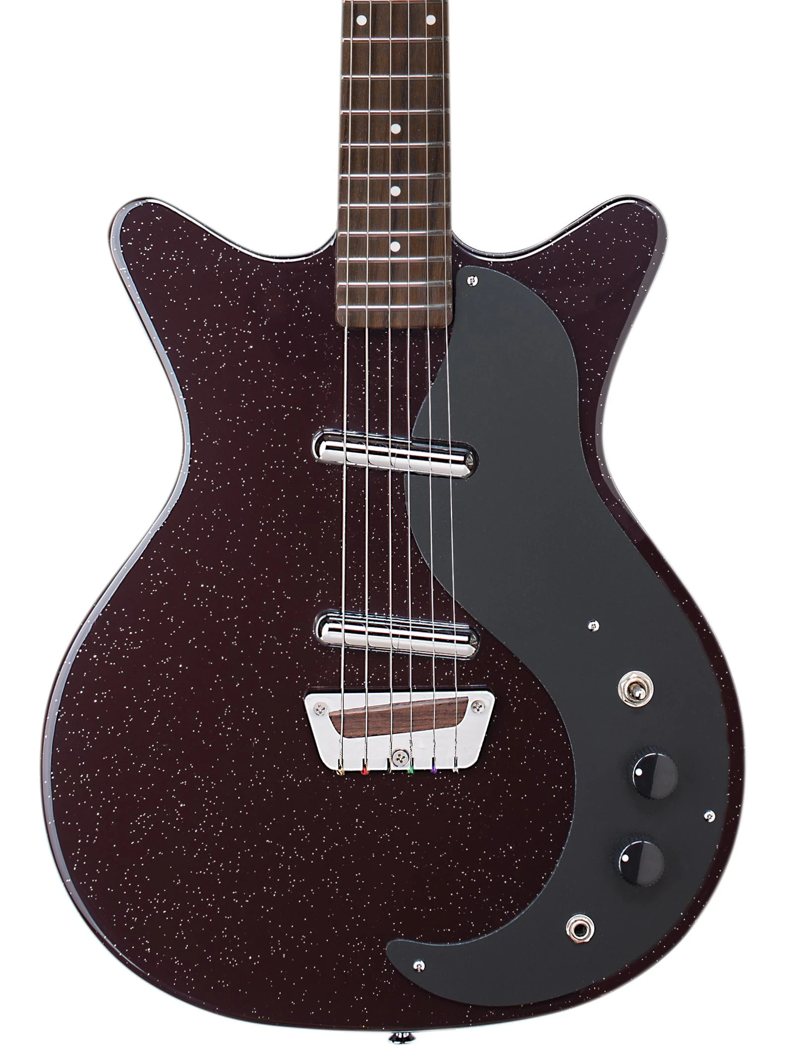 Danelectro Glitter ‘59 Electric Guitar in Maroon with Silver Glitter - GLITTER59MRNSLV-Body.jpg