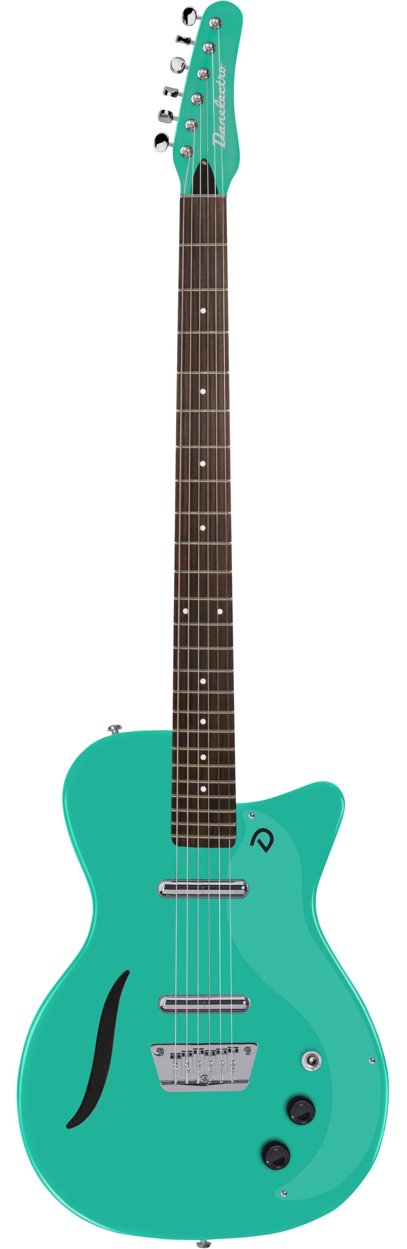 Danelectro Vintage Baritone Electric Guitar in Dark Aqua - VBARDAQU-Front.jpg