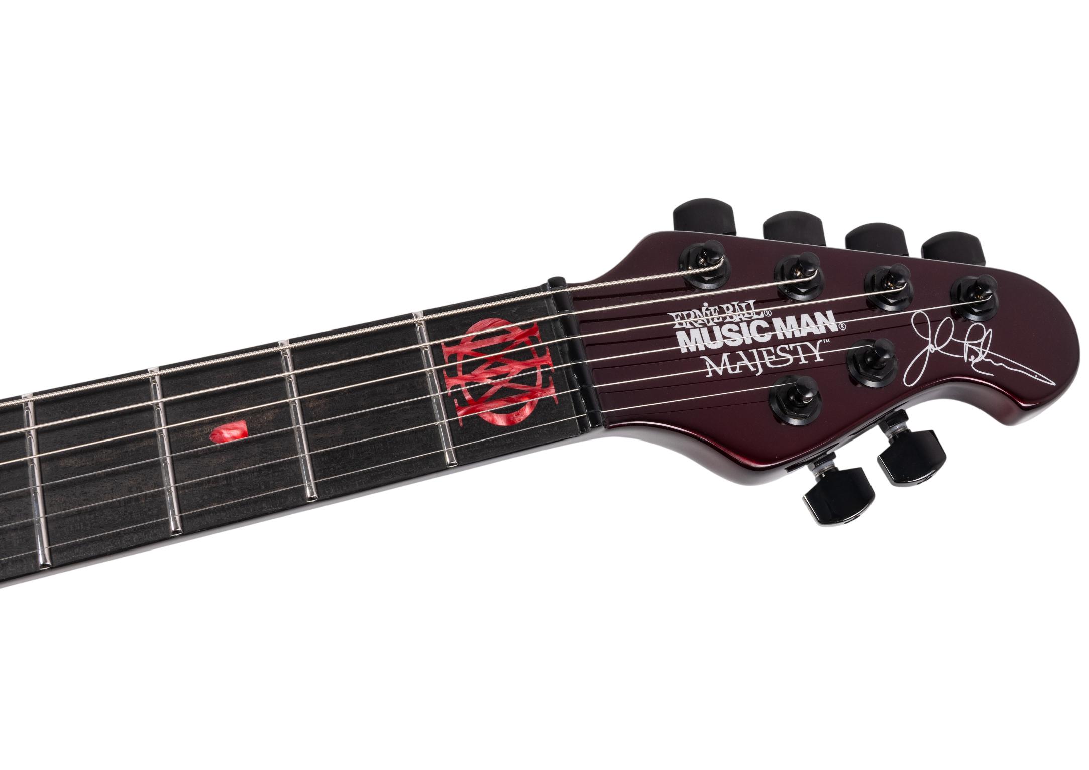 Music Man Majesty Premium Select John Petrucci Signature 6-String Electric Guitar in Carnelian Red - 604-DBS-50-00-MB-BM-Headstock.jpg