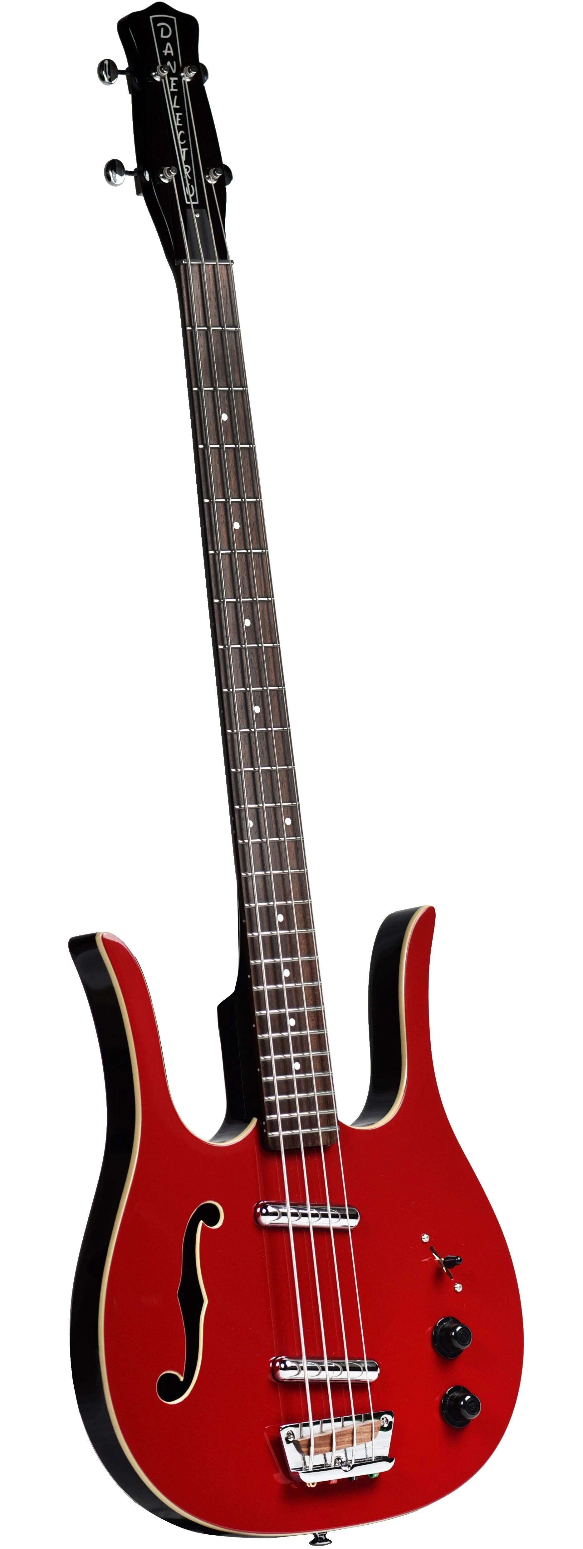 Danelectro Red Hot Longhorn Short Scale Bass Guitar in Red - REDHOTRED-Angle.jpg