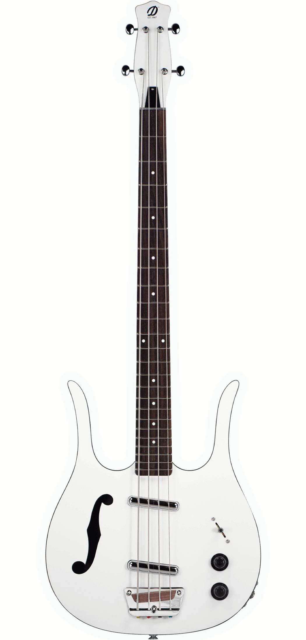 Danelectro Red Hot Longhorn Short Scale Bass Guitar in White - REDHOTWHITE-Front.jpg