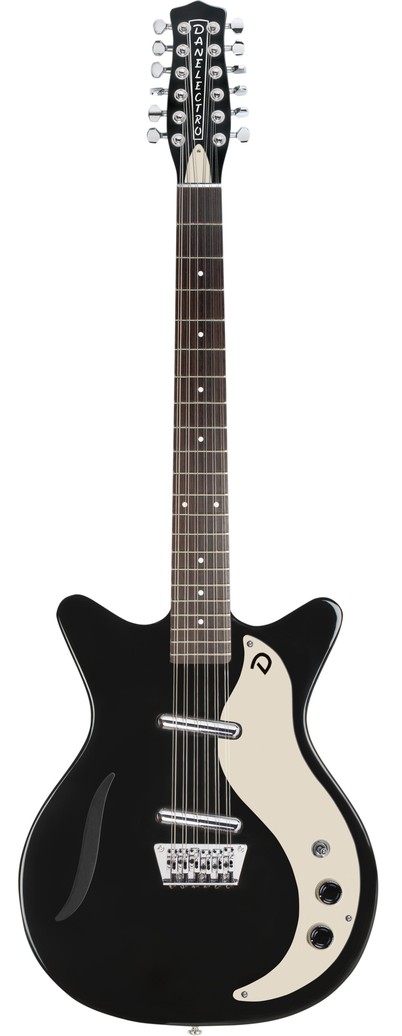 Danelectro Vintage 12-String Electric Guitar in Gloss Black - V12SGBLK-Front.jpg