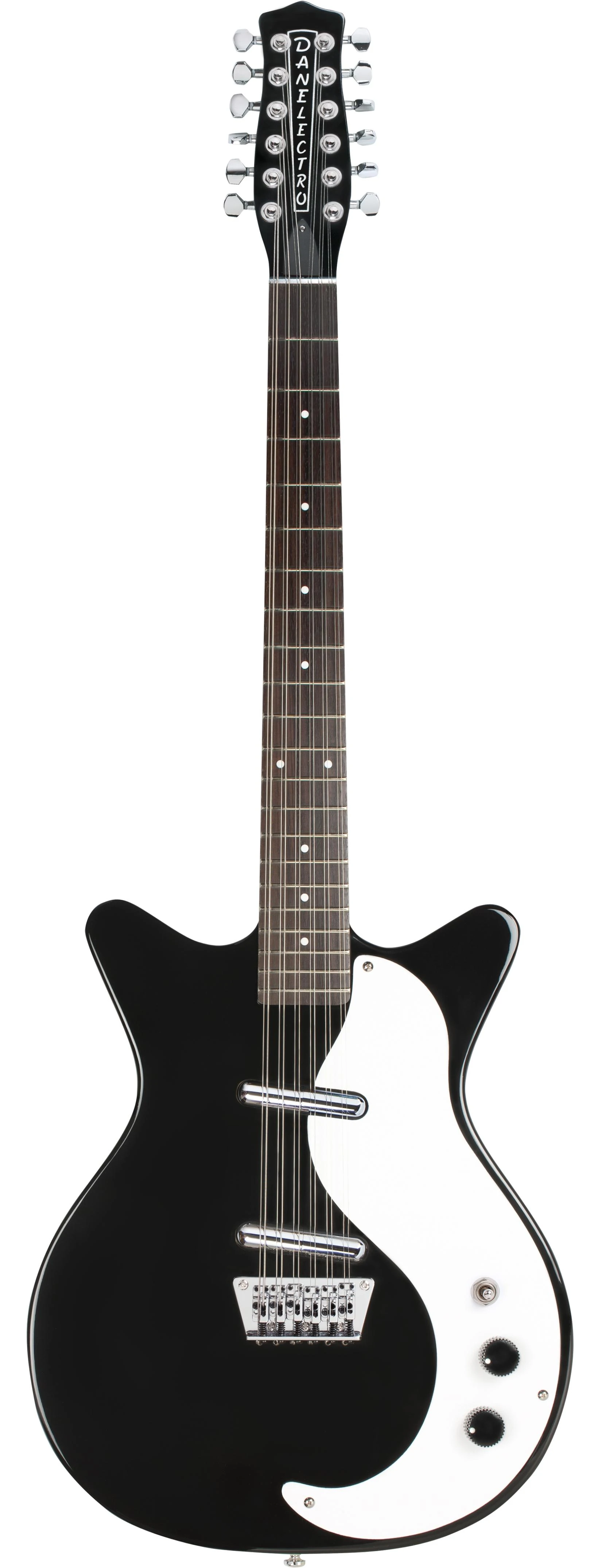 Danelectro 59DC 12-String Electric Guitar in Black - DC59BLK-12-Front.jpg