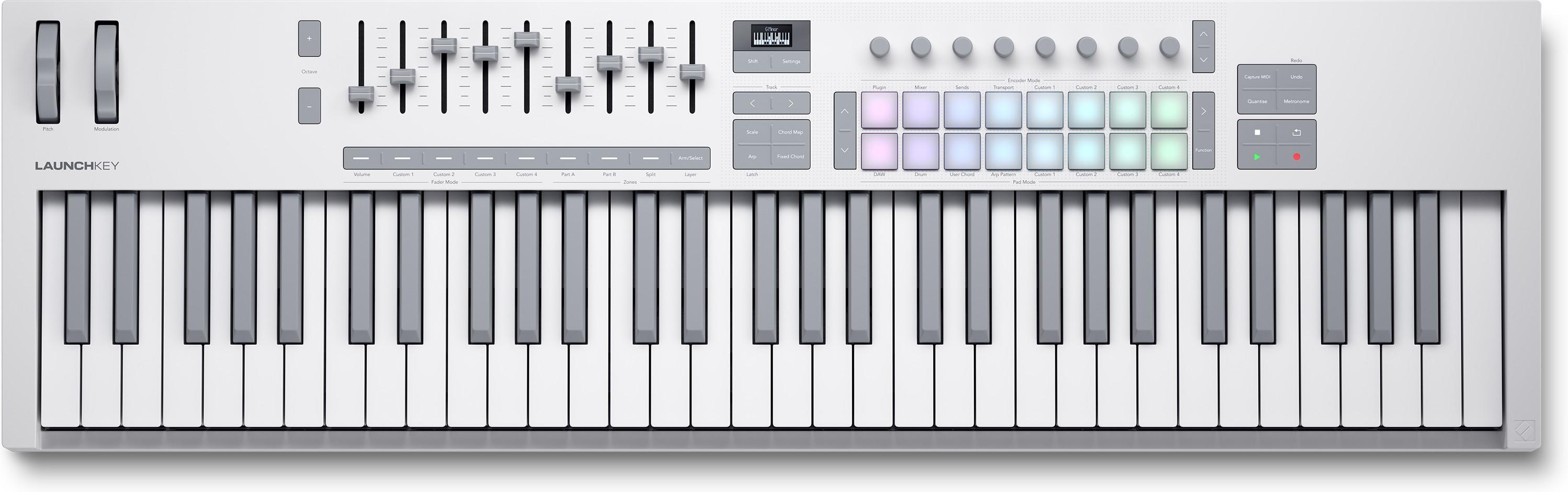 Novation Launchkey 61 Key DAW MIDI Controller Keyboard MK4 In White - NOVLKE61MK4WHT (1).jpg
