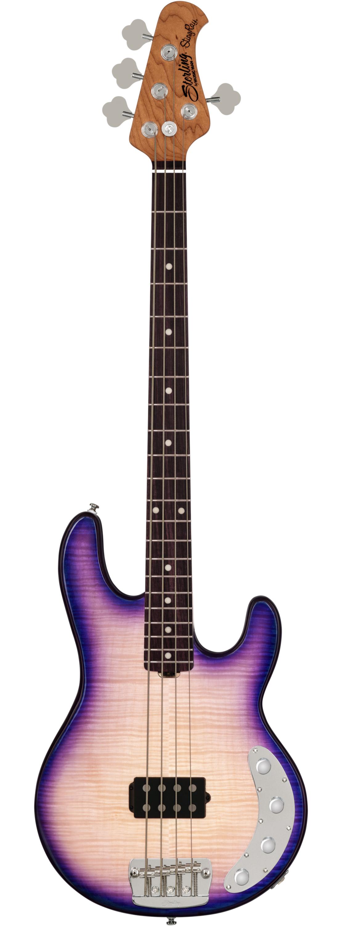 ベース Sterling by MUSIC MAN Ray34 Sterling by Music Man StingRay RAY34 Flame Bass Guitar in Purple