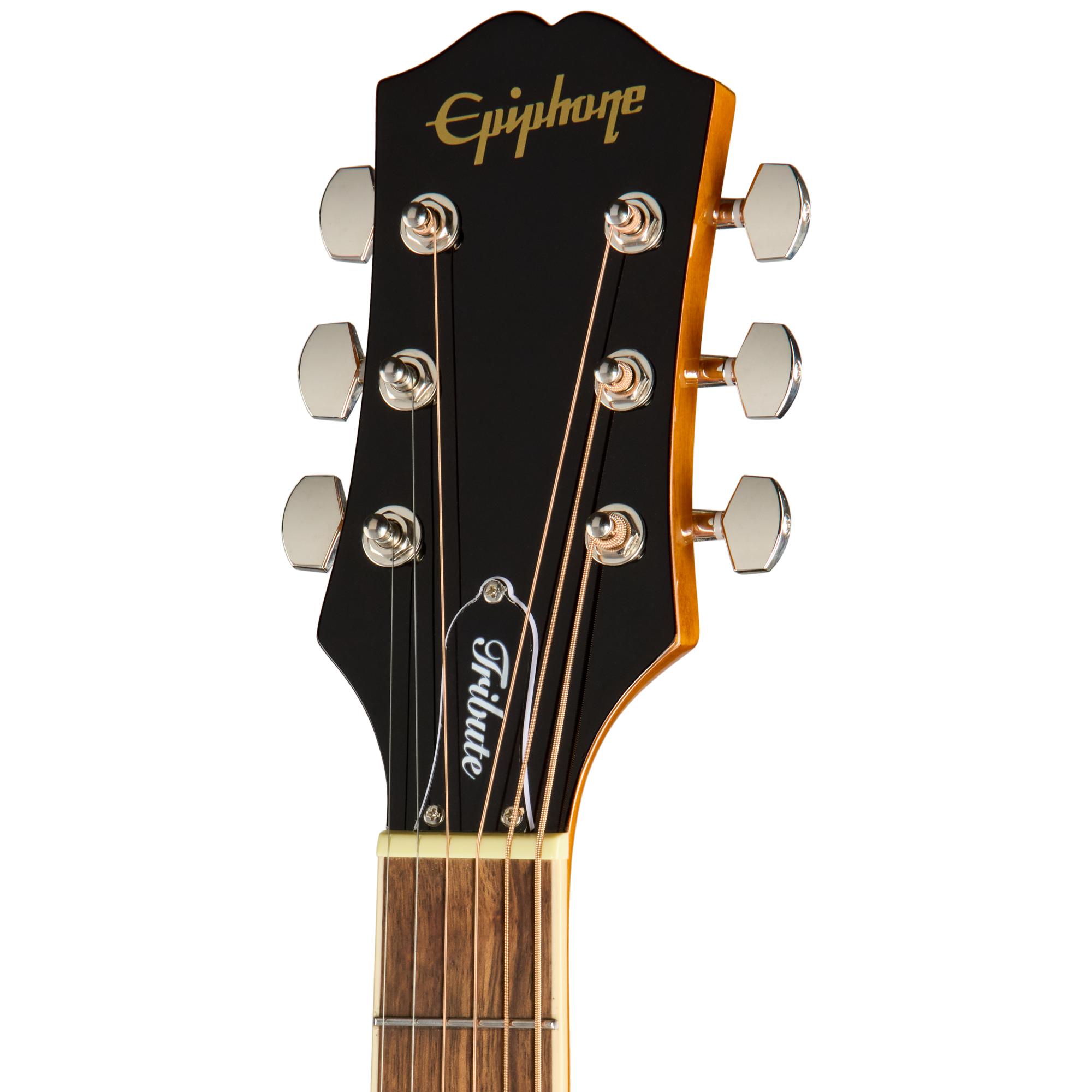 Epiphone Left Handed Hummingbird Tribute Acoustic Guitar in Heritage Sunburst - ETHBHSNHL_5_Headstock.jpg