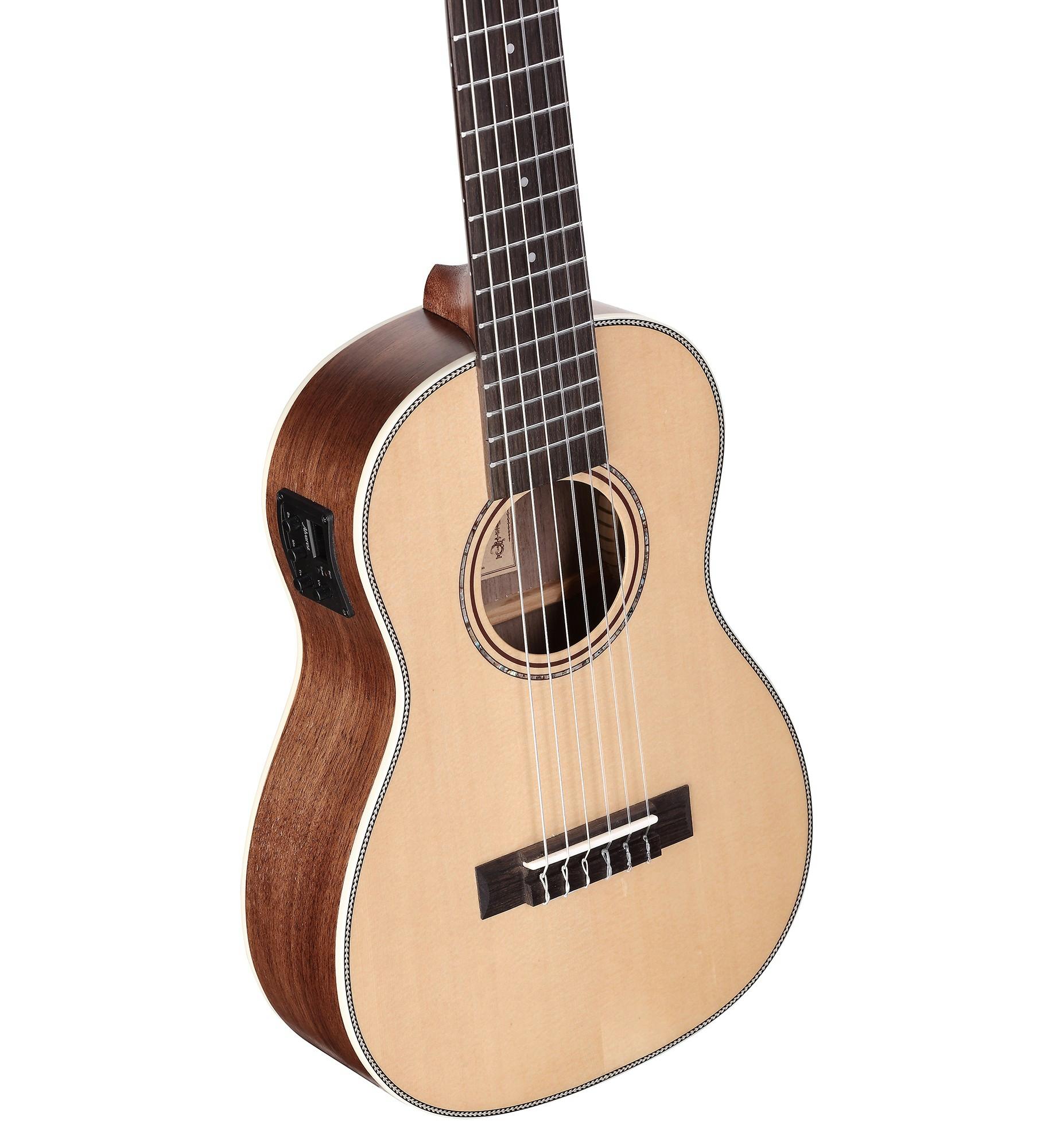 Alvarez Artist AU70BE/6 Electro Acoustic Baritone 6-String Ukulele in Natural - AU70BE6-Top-Angle.jpg