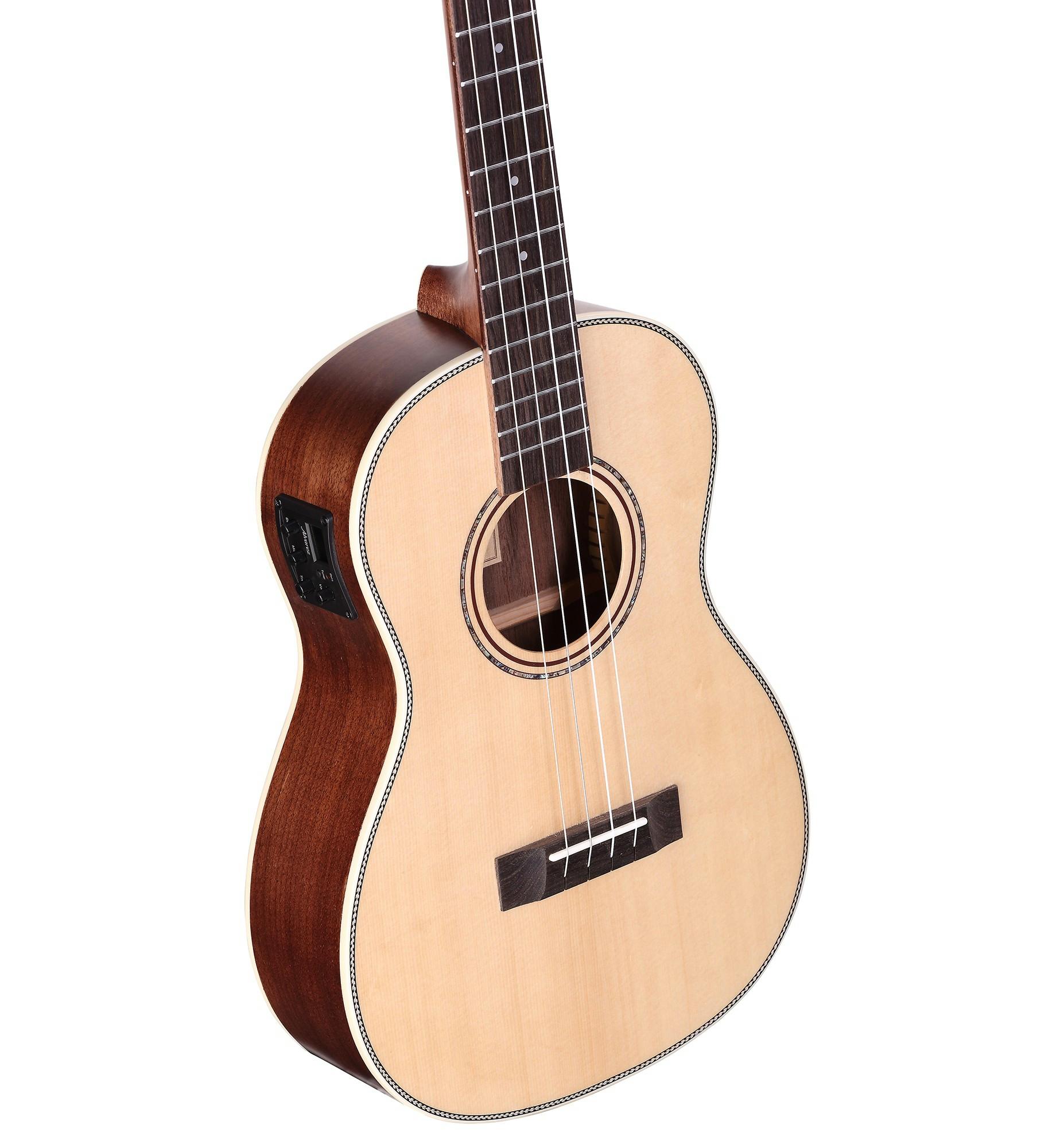 Alvarez Artist AU70BE Electro Acoustic Baritone Ukulele in Natural - AU70BE-Top-Angle.jpg