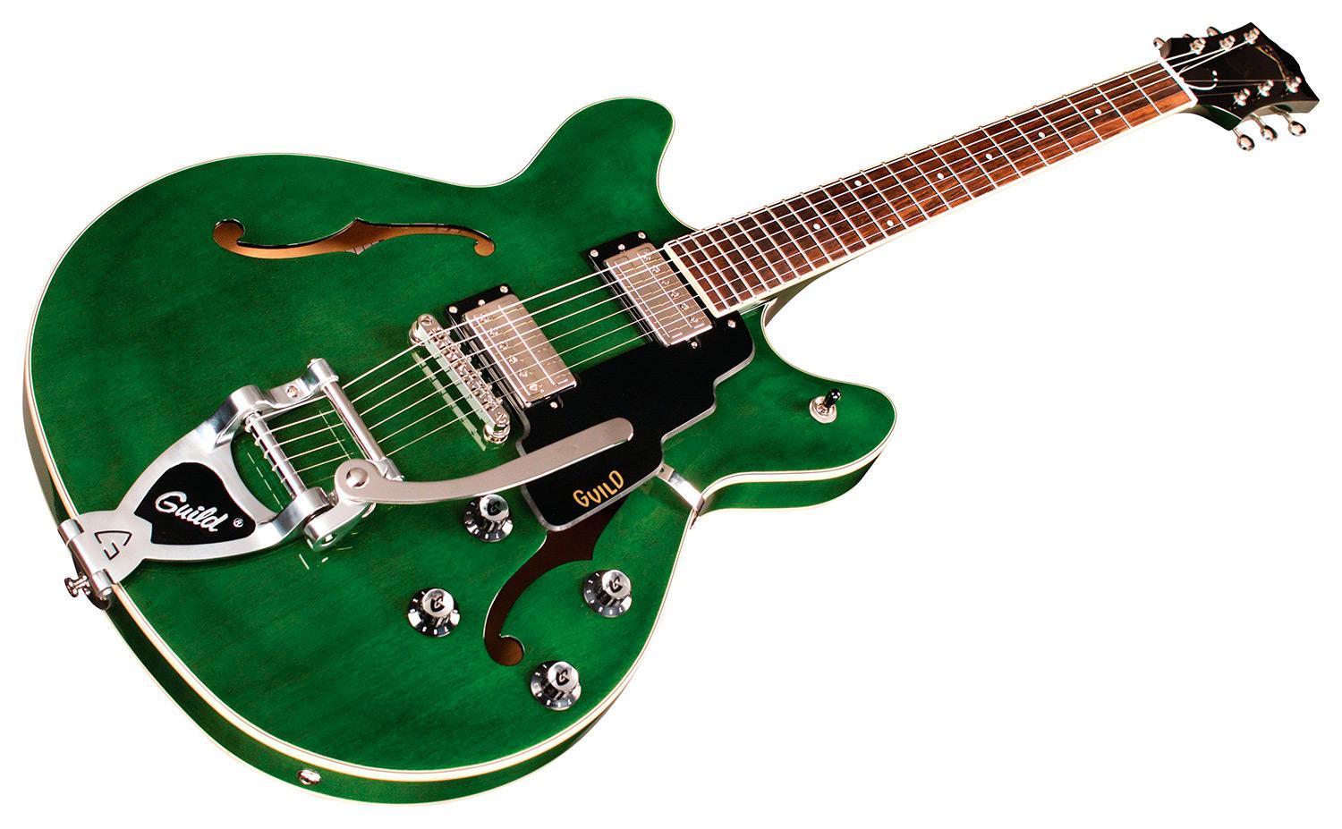 Guild Starfire I DC Vibrato Semi-Hollow Electric Guitar in Emerald Green - GSFIDCGNV 5.jpg