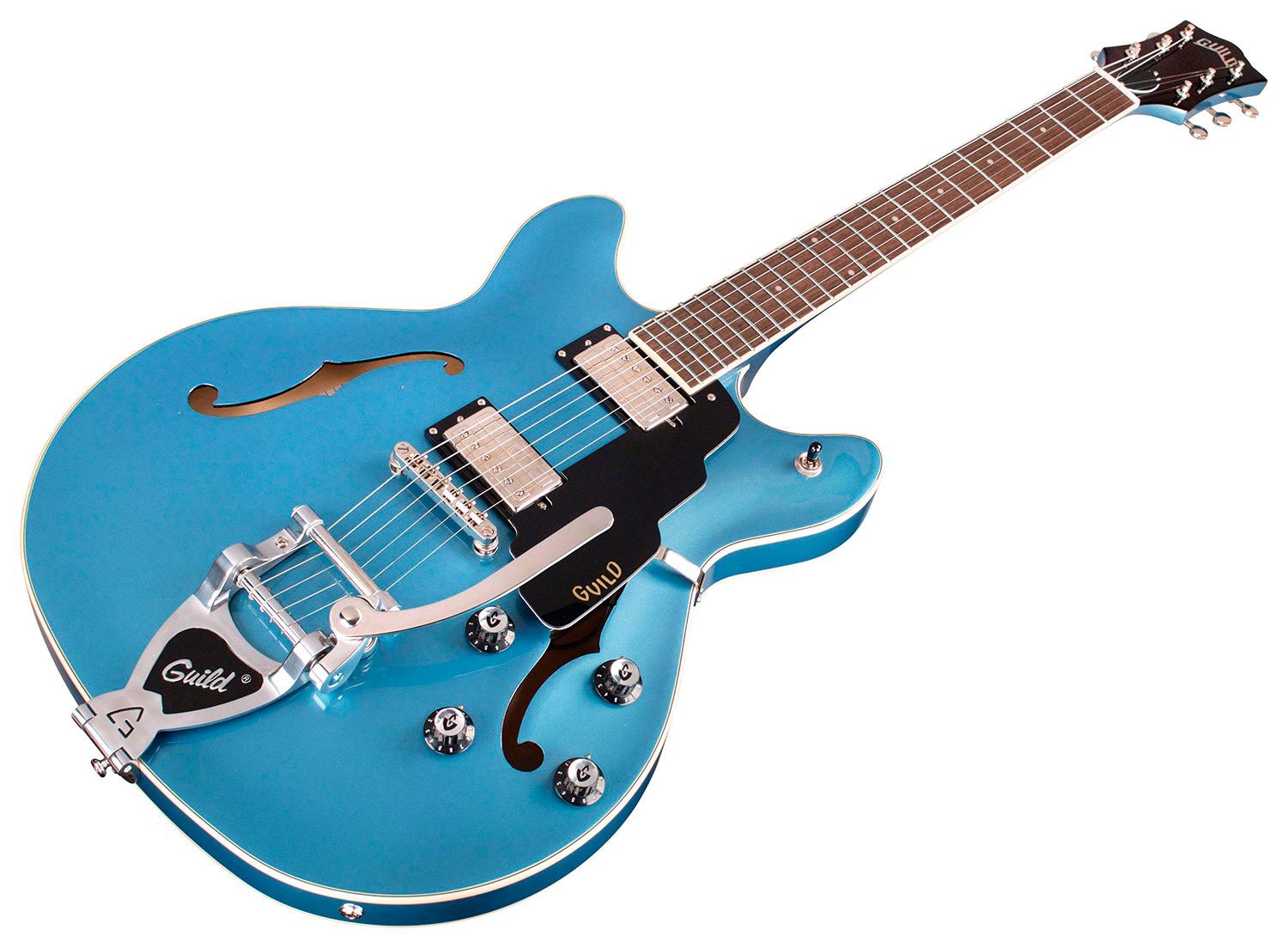 Guild Starfire I DC Vibrato Semi-Hollow Electric Guitar in Pelham Blue - GSFIDCPBV 5.jpg